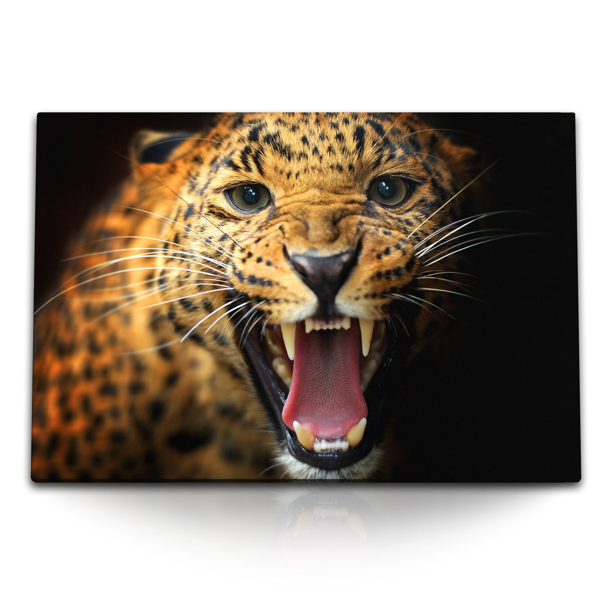 Leinwandbild 120x80cm Wandbild auf Leinwand Jaguar Raubkatze Tierfotografie Leopard