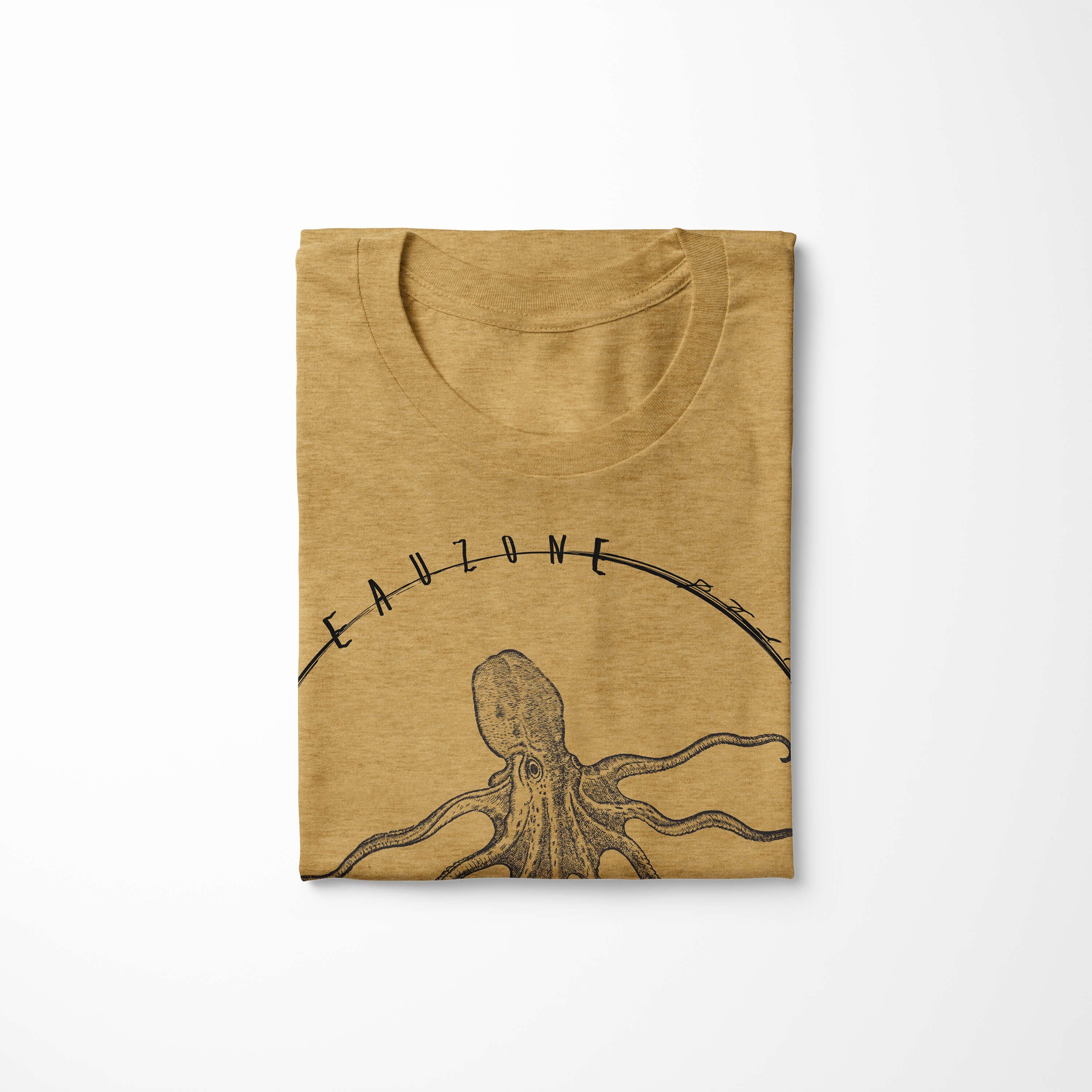 Sinus Art Sea 097 sportlicher Sea und T-Shirt Antique - Struktur Tiefsee Fische Gold / feine Serie: T-Shirt Creatures, Schnitt