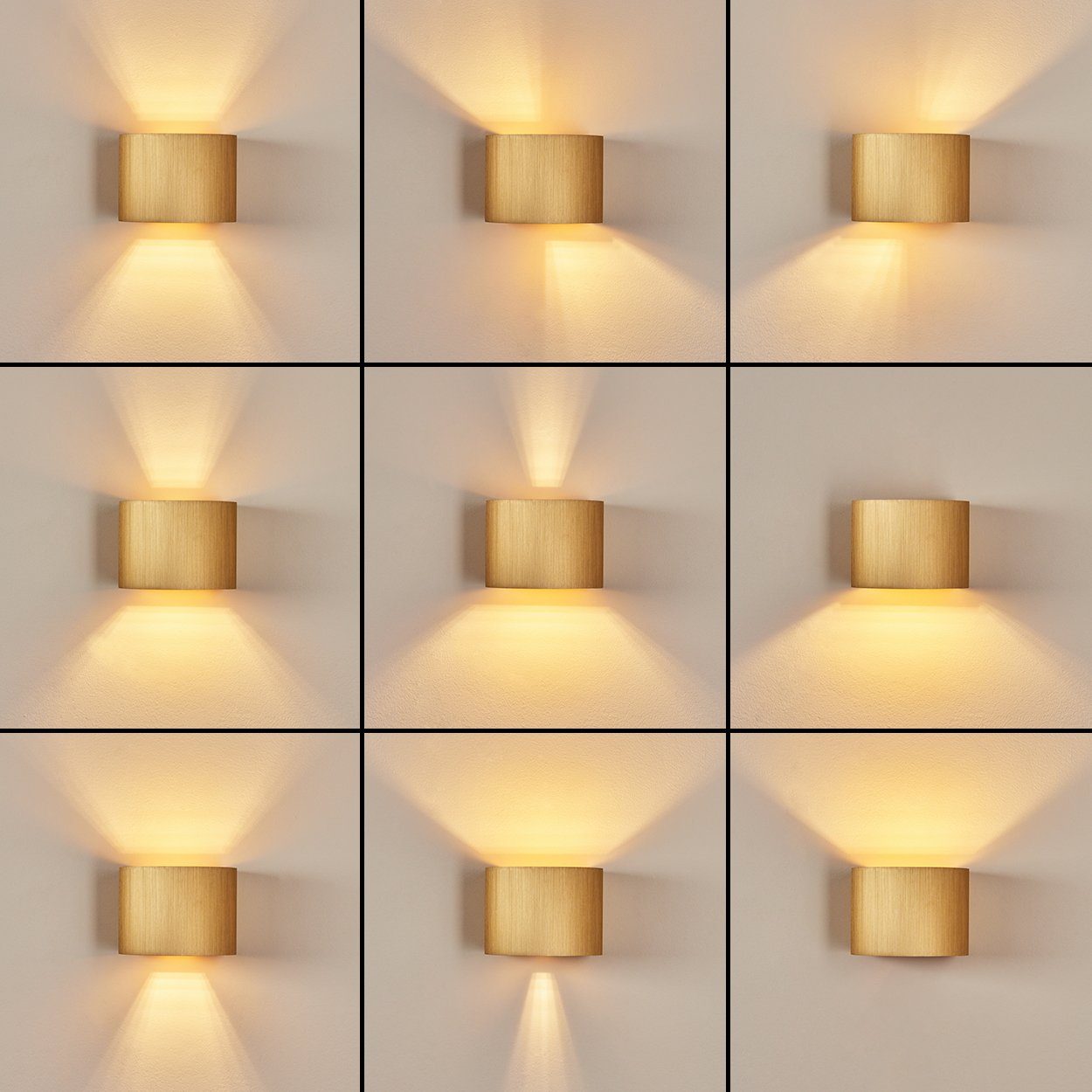 hofstein Wandleuchte »Vaccina« moderne Wandlampe aus Metall in Goldfarben, ohne Leuchtmittel, verschiedene Lichteffekte durch verstellbaren Schirm, Up & Down, G9