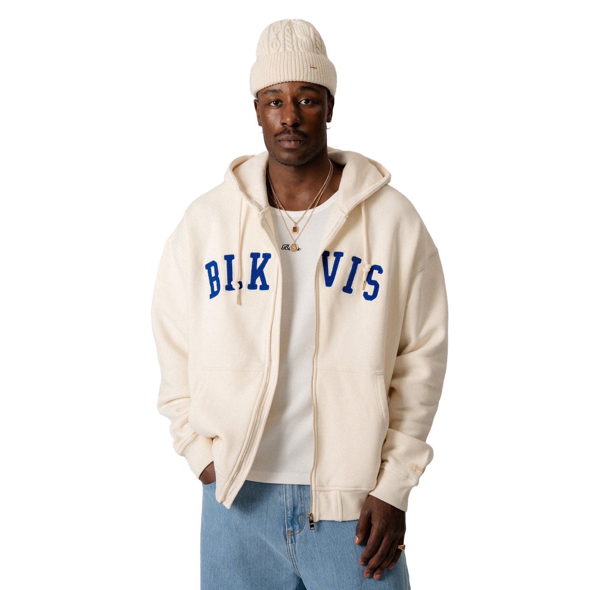 BLKVIS Kapuzenplüschjacke Big Script Zip Hoodie, natur
