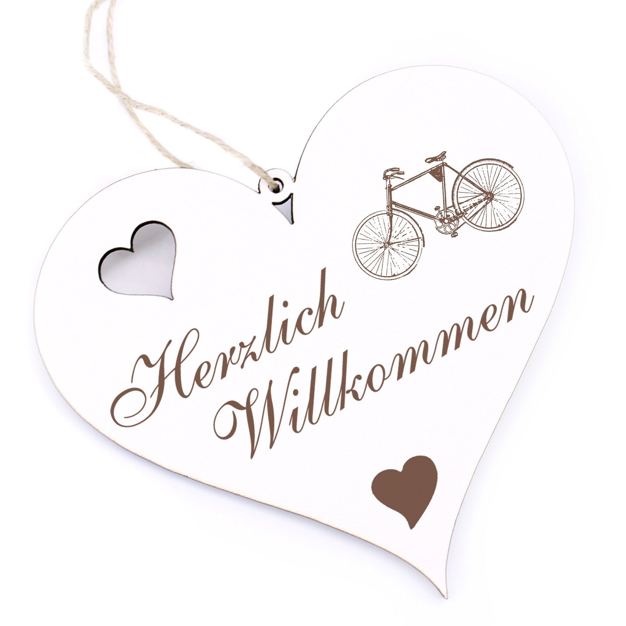 Dekolando Hängedekoration Herzlich Willkommen - Fahrrad - 13x12cm