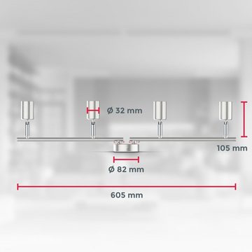 B.K.Licht Deckenleuchte LED Deckenlampe 4x 3W GU10 4x 250lm IP20 - BKL1024, LED wechselbar, Warmweiß, 4-flammig dreh- schwenkbar IP20 3000K Matt-Nickel Deckenspot