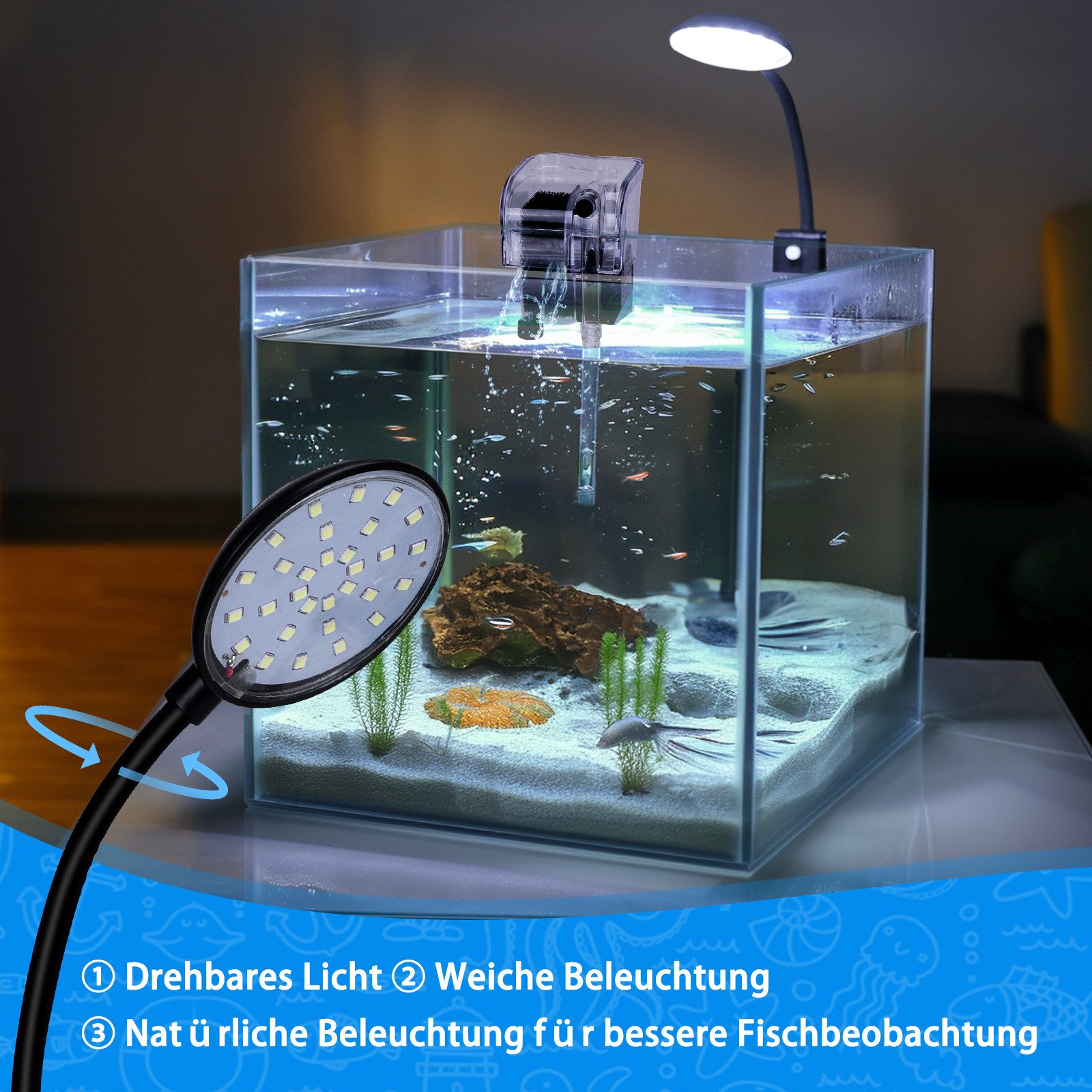 nobleza Aquarien-Set 27L Mini Aquarium Komplettset, Nano Aquarium