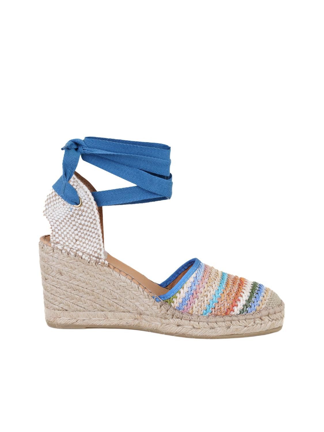 Damen-Espadrilles aus Textil – Keilabsatz, Synthetiksohle, atmungsakt Sandale