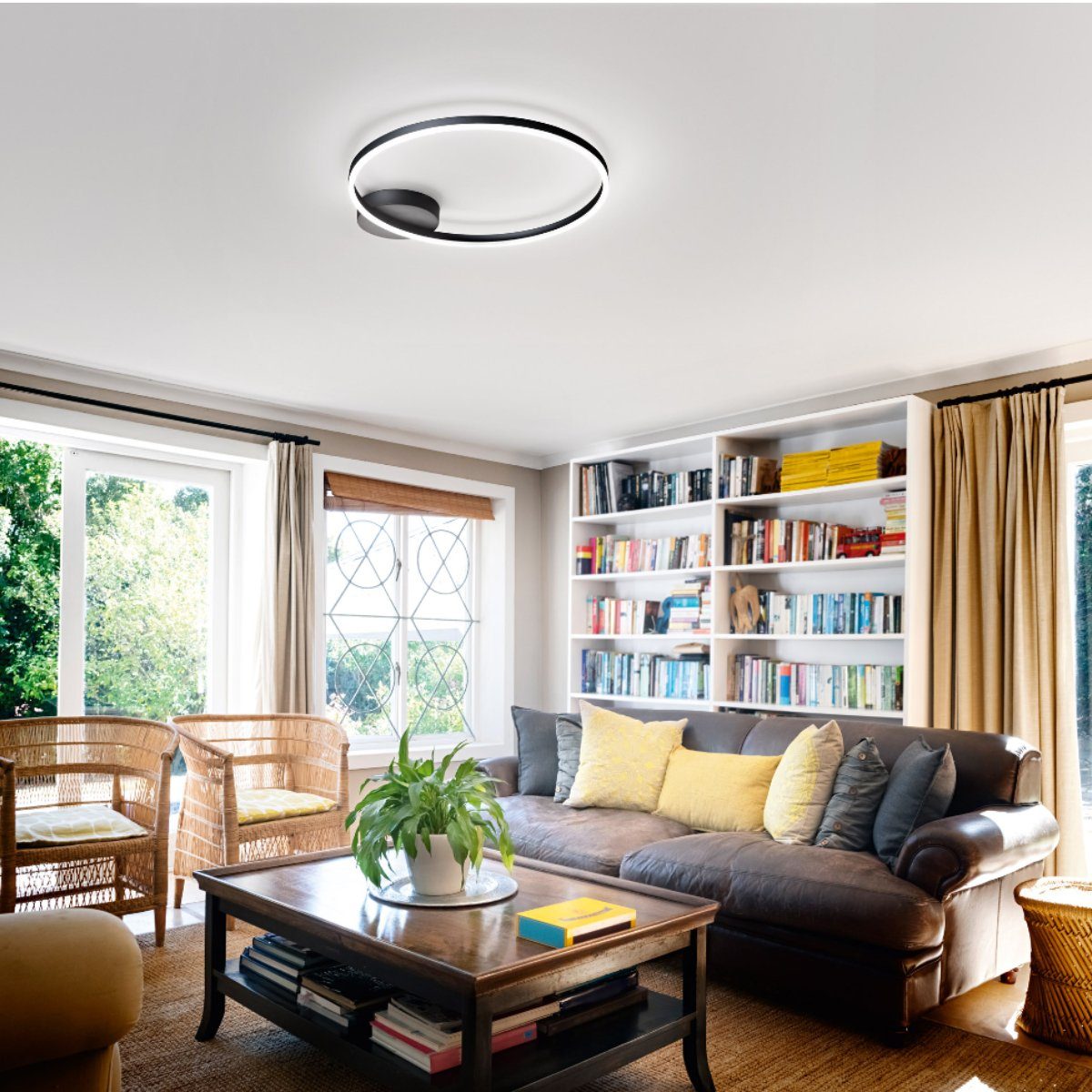 Weiß, Look integriert, cleaner Deckenleuchte Büro-Beleuchtung, LUCE Giotto, Warmweiß, oder FABAS fest LED LED Schwarz