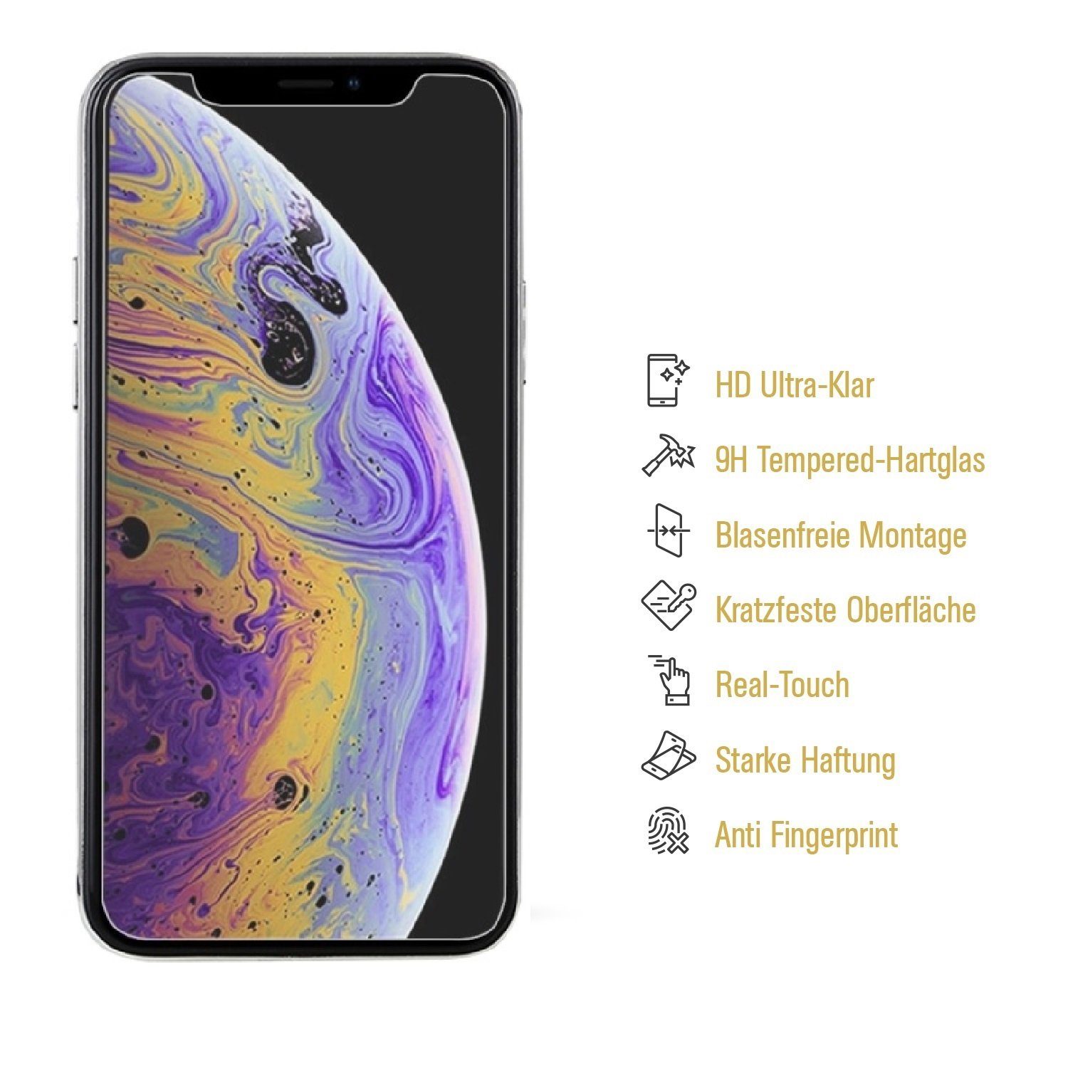 Protectorking Schutzfolie 2x Displayschutzfolie für iPhone 11 Pro Displayfolie Schutzfolie HD, (2-Stück), flexible Displayschutzfolie, PREMIUM QUALITÄT 3D-KLAR