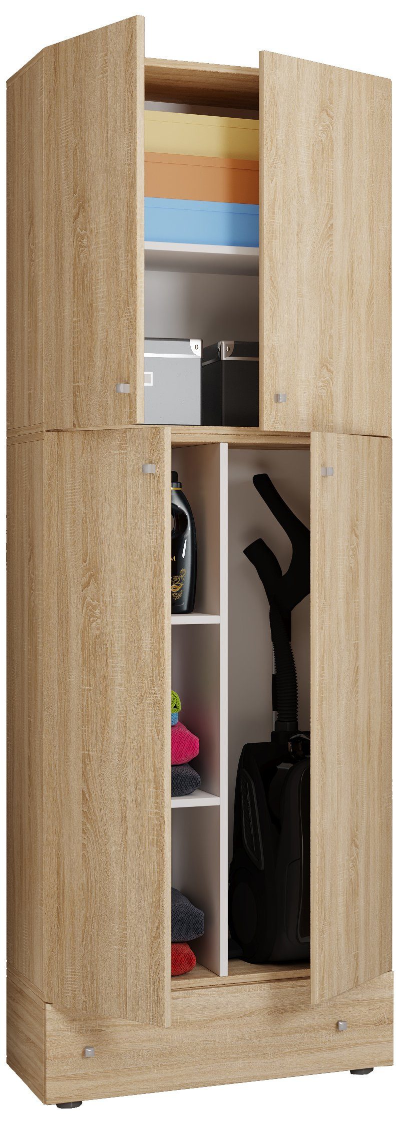 Mehrzweckschrank Holz Besenschrank Staubsauger Putzschrank Lona S