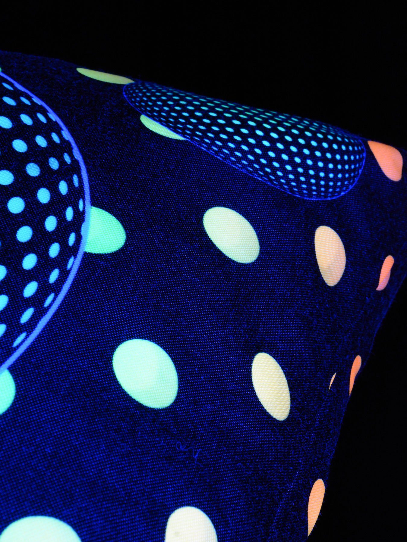 UV-aktiv, leuchtet PSYWORK Balls", Neon Schwarzlicht "Dots 30x50cm, Dekokissen Kissen unter Bubble Schwarzlicht