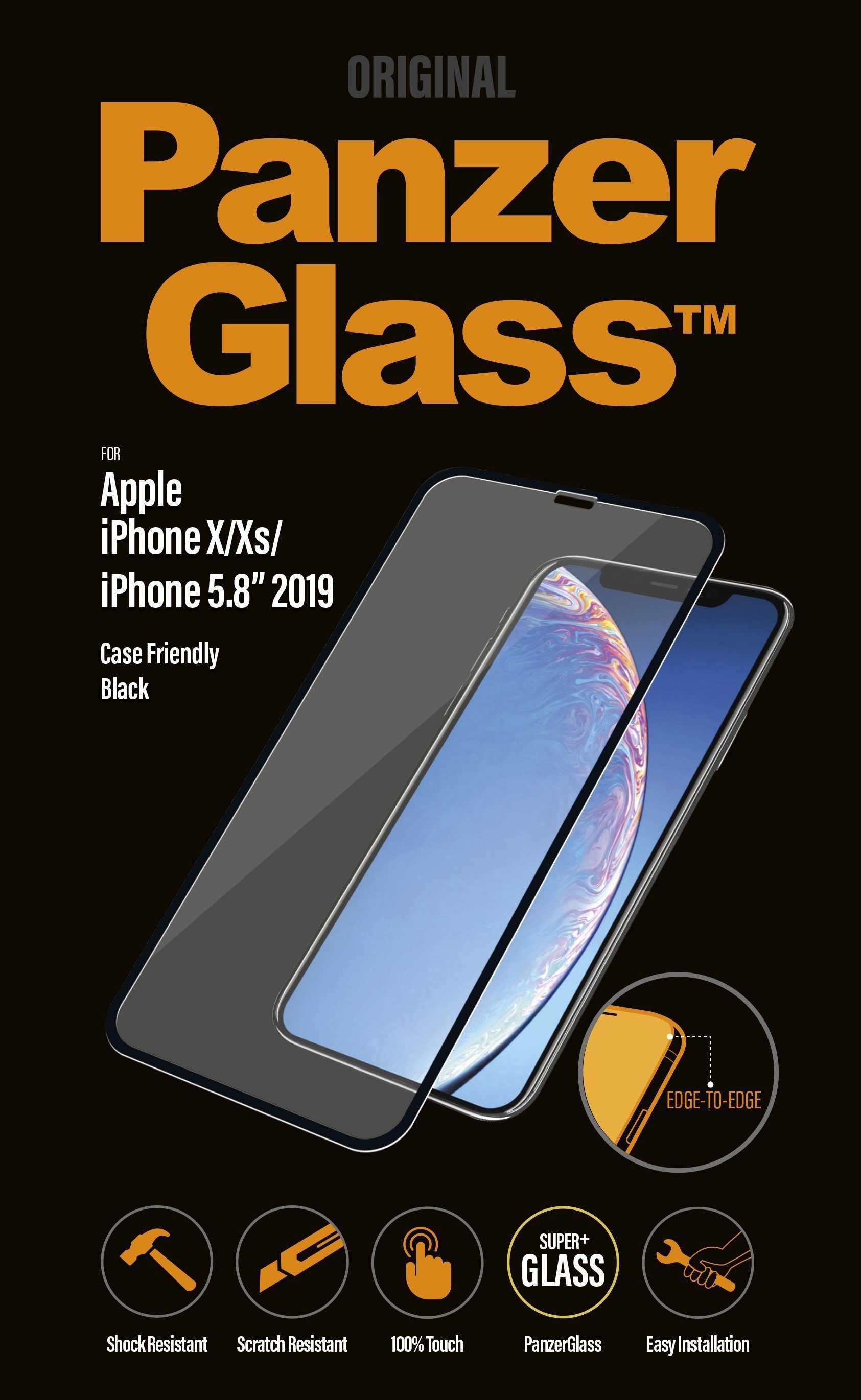 Schutzfolie PanzerGlass Apple iPhone X/Xs/11 Pro CF antibakteriell Edge-to-Edge, bla