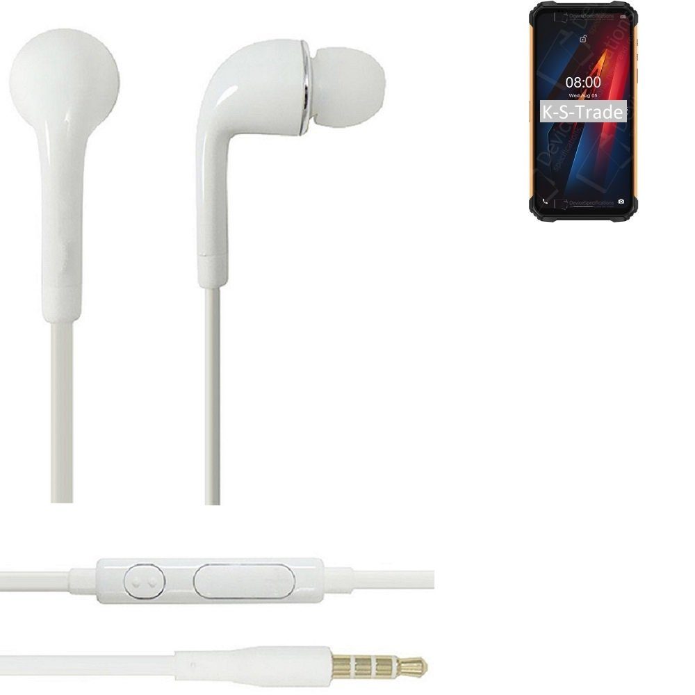 K-S-Trade für Ulefone Armor 8 Pro In-Ear-Kopfhörer (Kopfhörer Headset mit Mikrofon u Lautstärkeregler weiß 3,5mm) | In-Ear-Kopfhörer