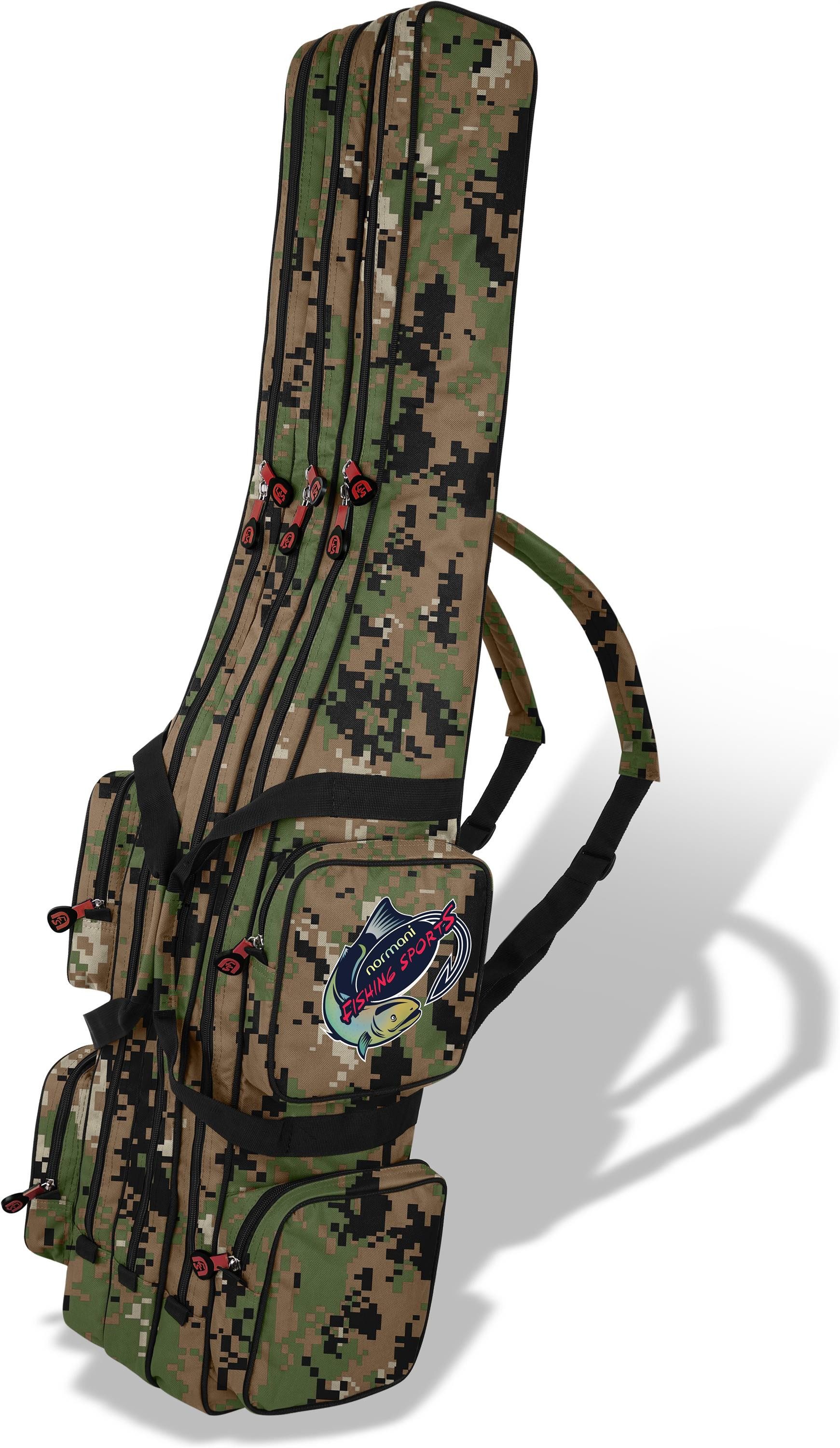 normani Angelrutentasche Rutentasche 1,25 m bis 2,10 m RodBox Triple, Rutenfutteral Anglertasche Rutenrucksack mit 3 Rutenfächern