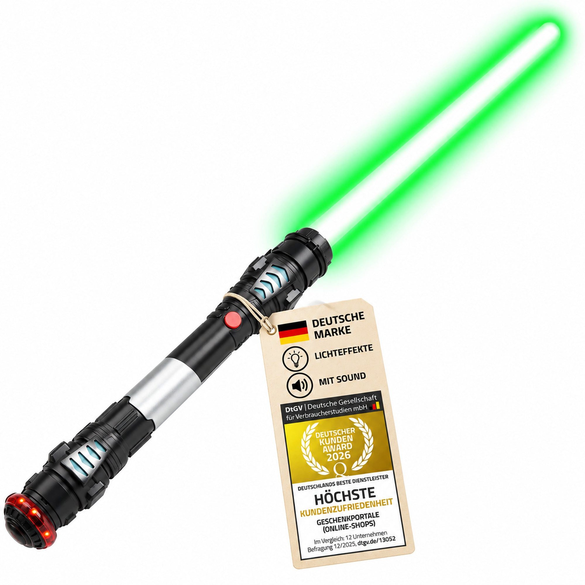 Goods+Gadgets Lichtschwert Lichtschwert Laserschwert Spielzeug – LED & Sound Schwert für Kinder, Schwert mit Licht, Sound & Vibration