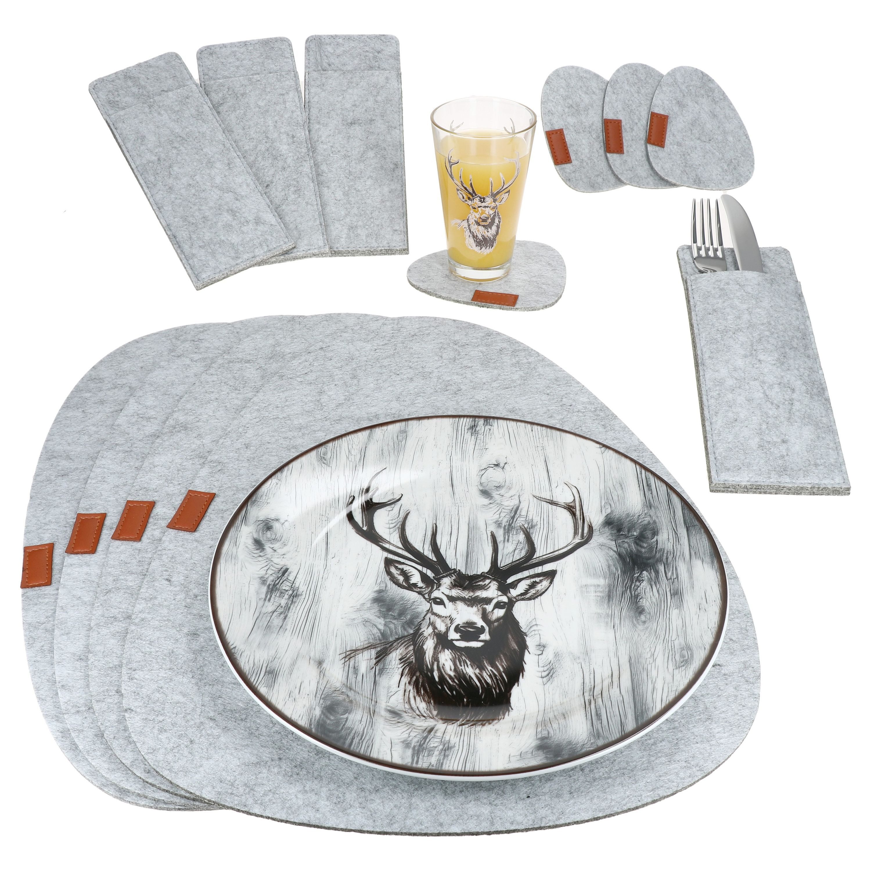MamboCat Platzset 12tlg Tisch-Set Alois Filz günstig online kaufen