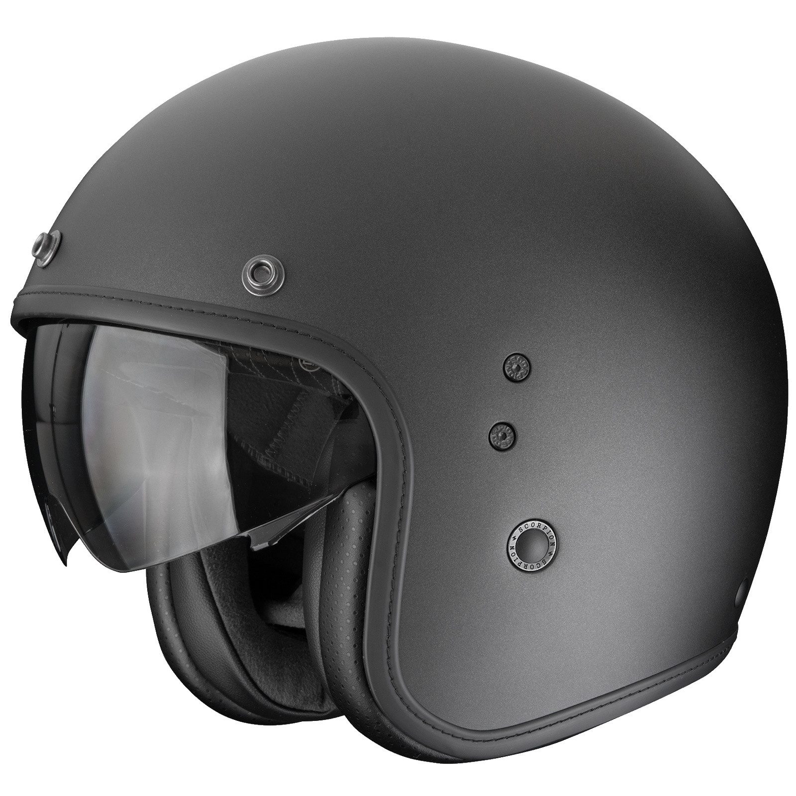 Scorpion Exo Motorradhelm Scorpion Exo Belfast EVO Solid Jethelm Matt-Schwarz Perlmutt (1er Set)