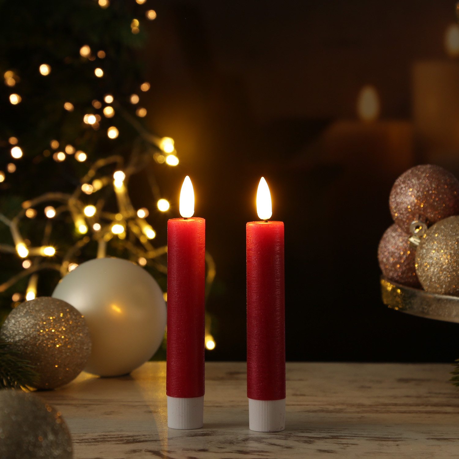 Adilina LED-Kerze LED Stabkerzen Tafelkerzen Dinner Spitzkerzen rustikal 16 günstig online kaufen