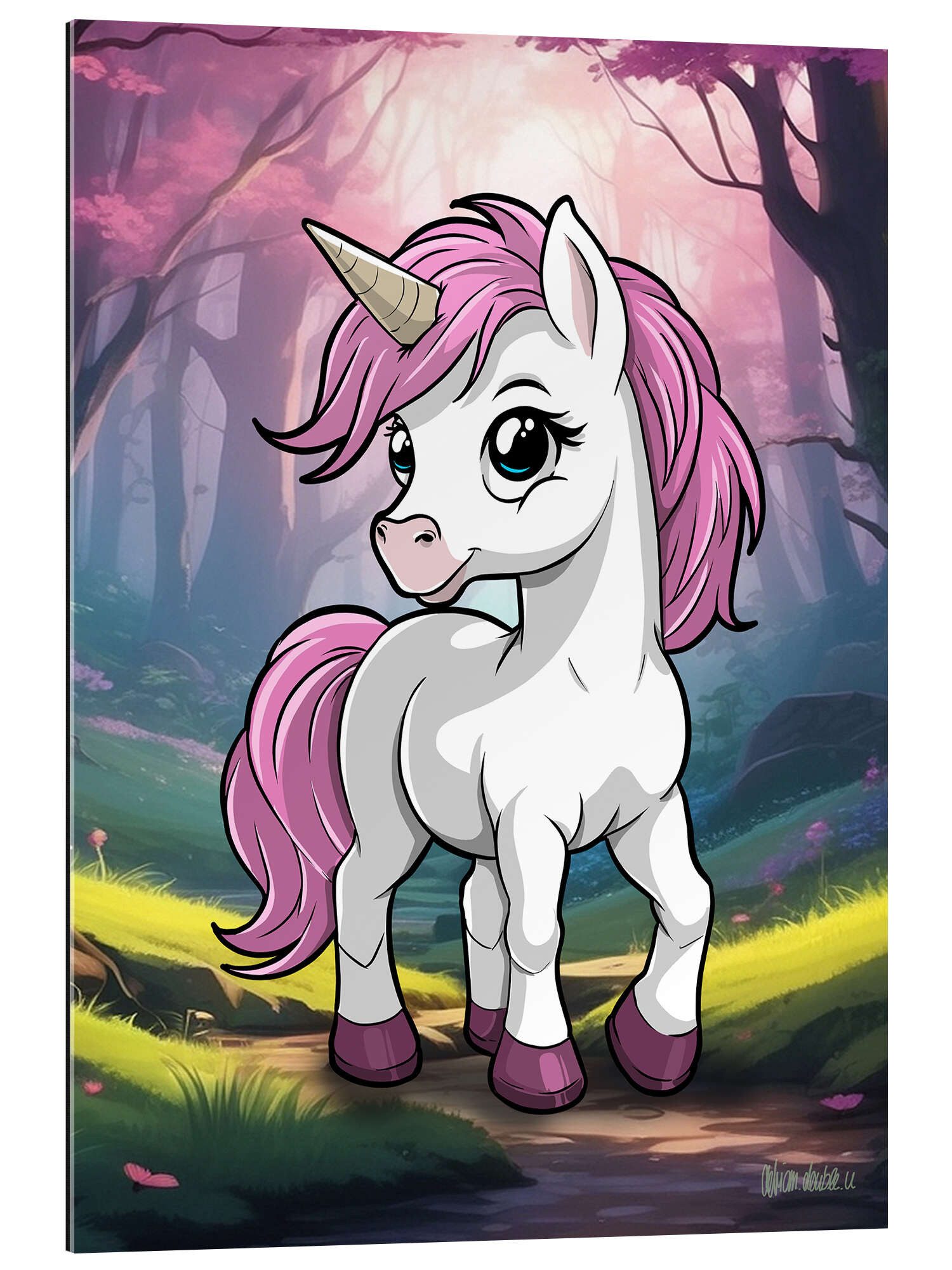 Posterlounge Wandbild Kleines Einhorn, A.DOUBLE.U, erhältlich als Poster, Leinwandbild, Wandsticker oder Acrylglasbild