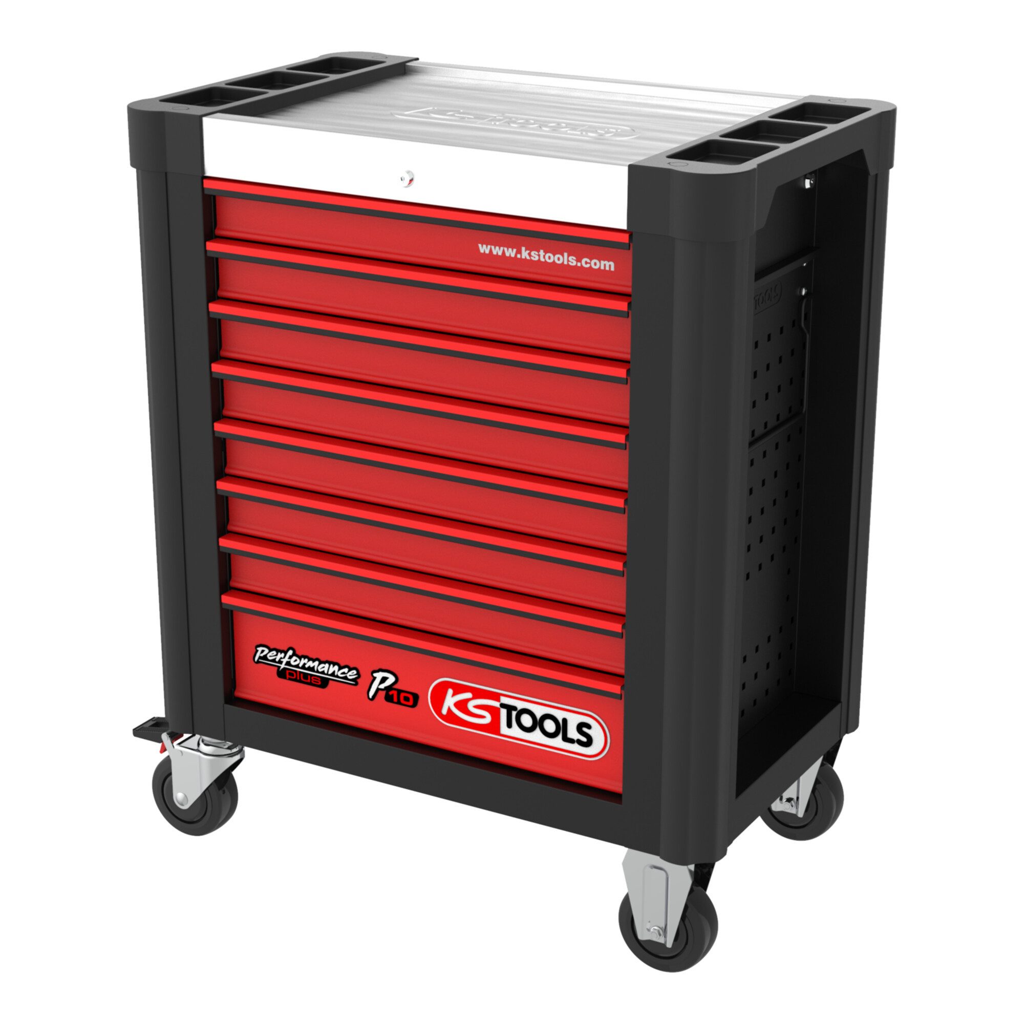 KS Tools Werkstattwagen KS Tools PERFORMANCEplus P10 SCHWARZ/ROT Werkstattwagen mit 8 Schublad