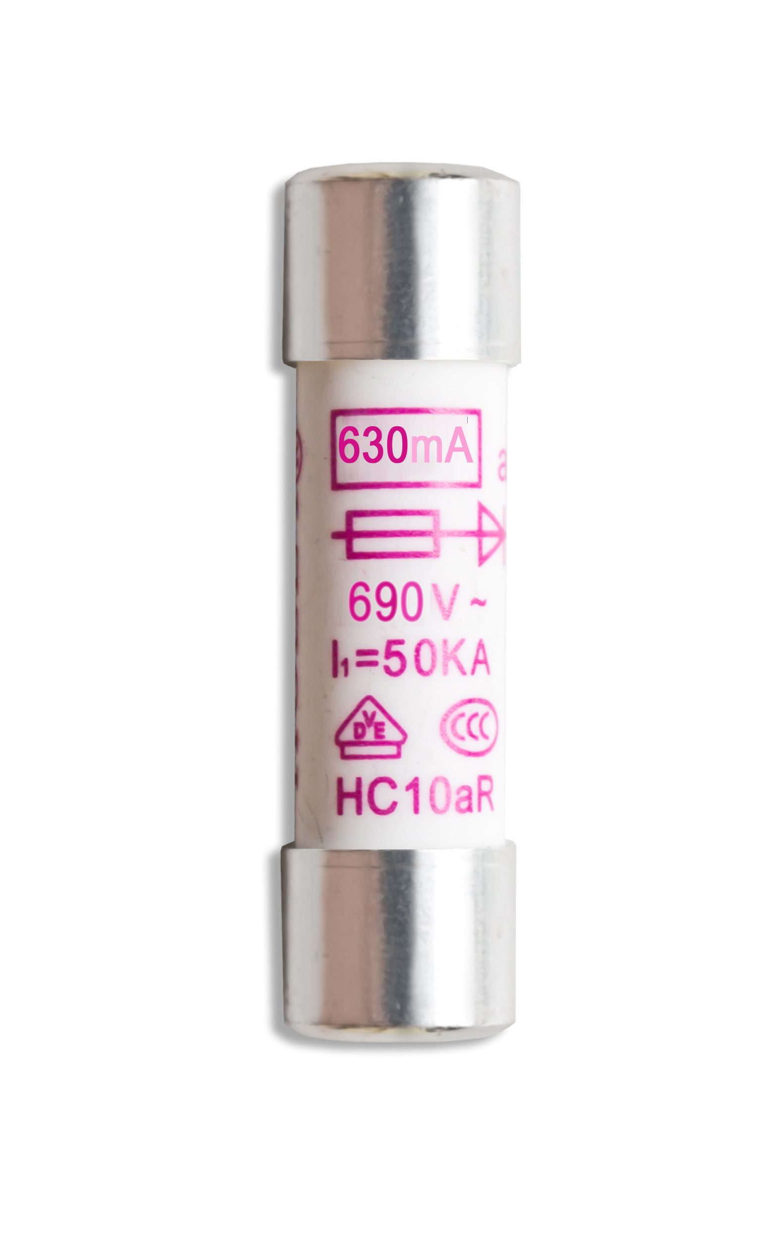 PeakTech Einbausicherung 690 V 630 mA Feinsicherung, 630 mA / 690 V, 10,3 x 38