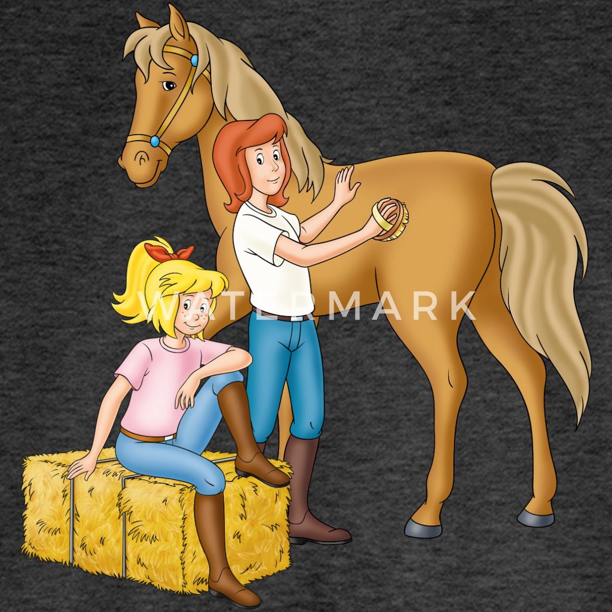 Spreadshirt T-Shirt Bibi Und Tina Striegeln Hengst Amadeus Kinder Premium Langarmshirt (1-tlg)