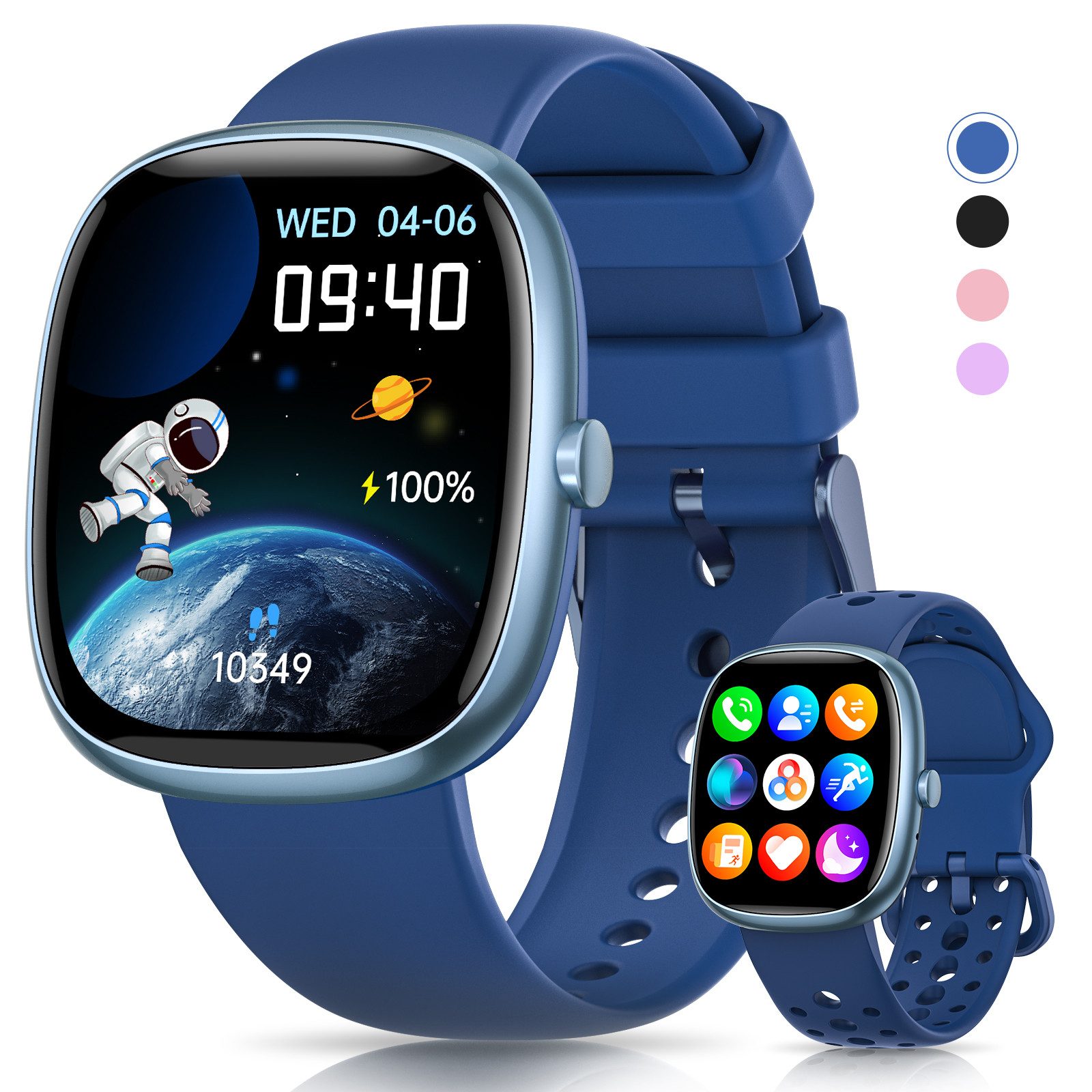 SWGOTA Smartwatch Kinder für Jungen und Mädchen 5-16 Jahren mit Telefon, IP68 Smartwatch (1,5 Zoll), Smartwatch für Kinder mit 20 Sportmodi/Herzfrequenz/Schlafmonitor, Kinder Smartwatch Schrittzähler, Wecker, Geschenk für Kinder