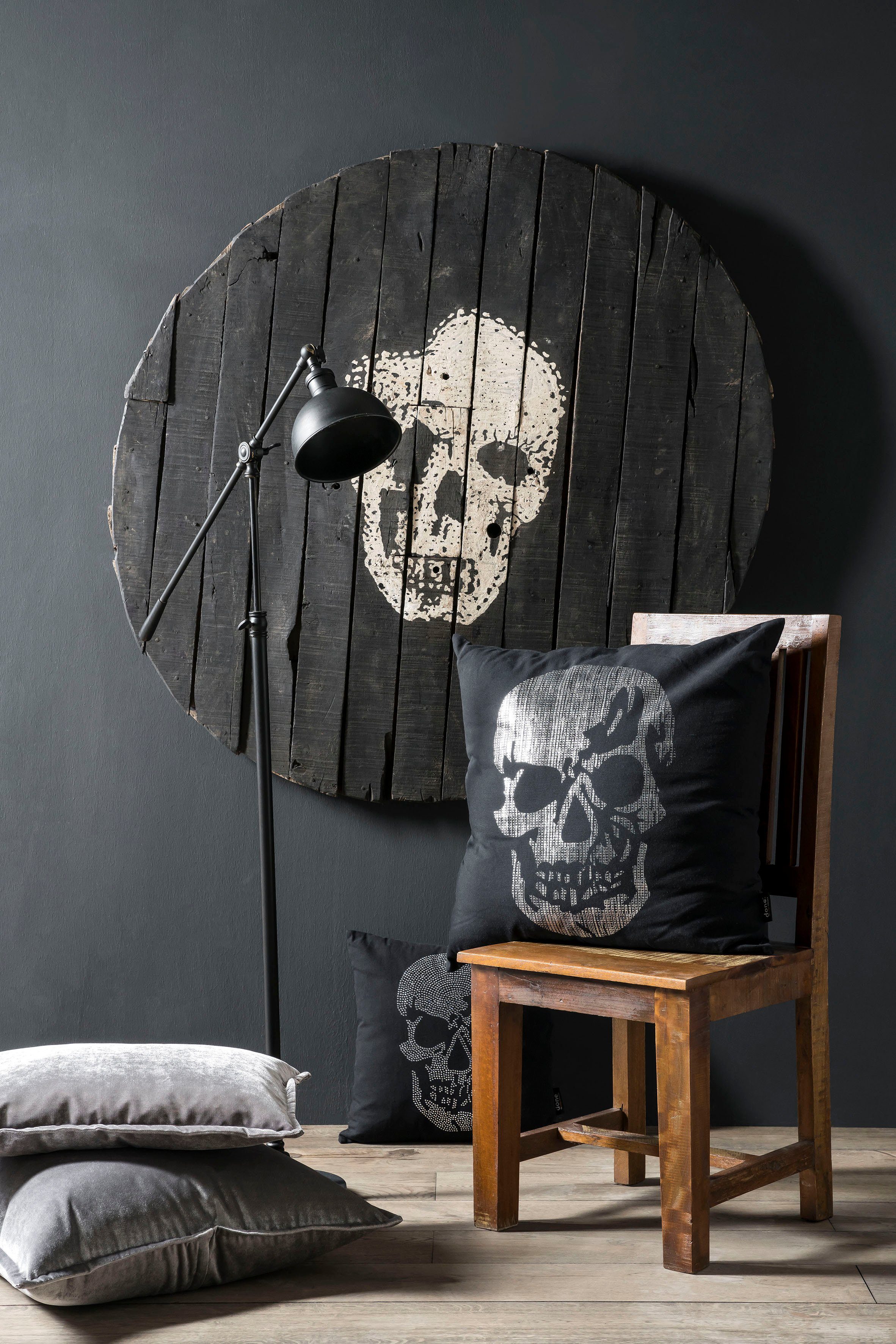 done.® Dekokissen Stone Skull, mit Totenkopf-Applikation, günstig online kaufen