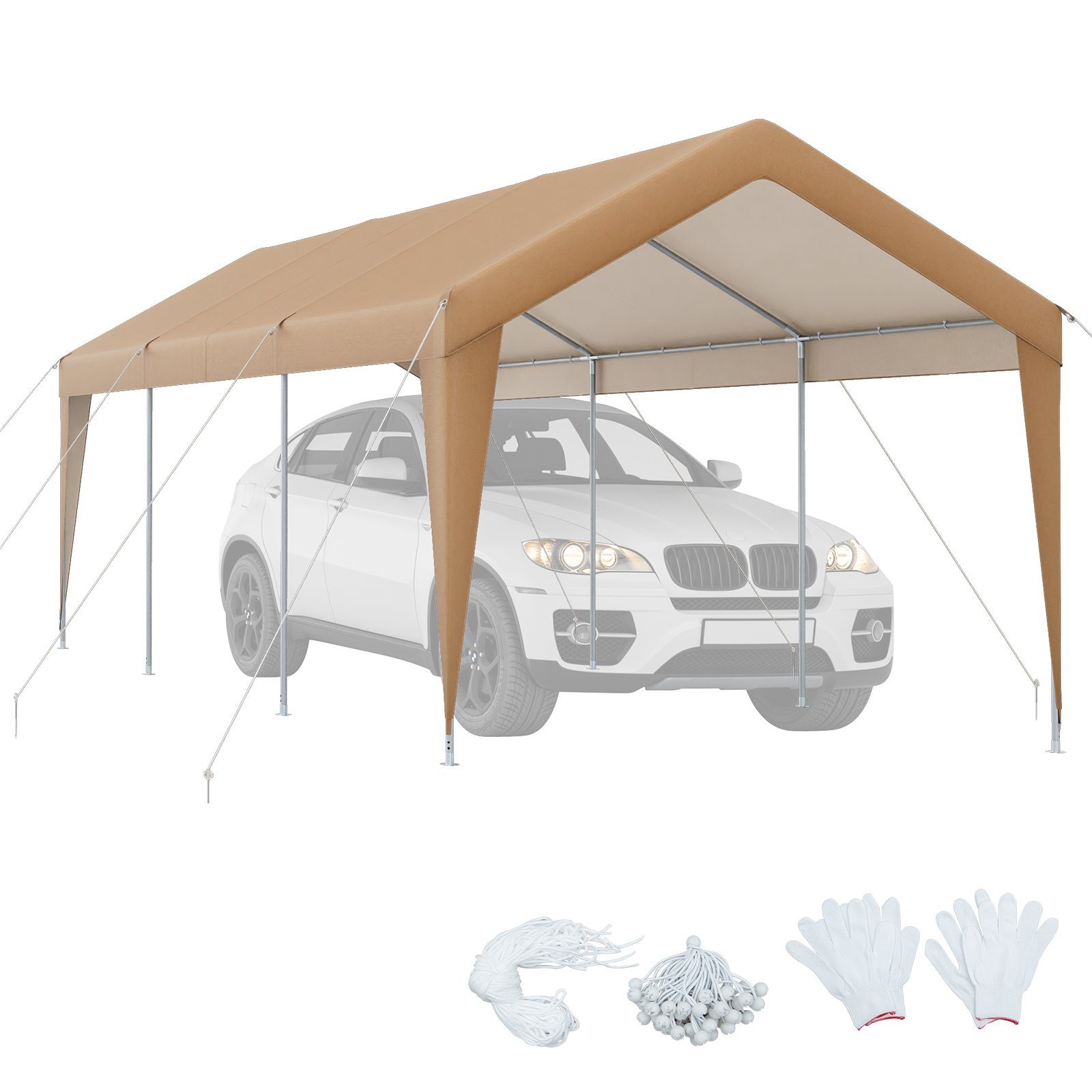 COSTWAY Einzelcarport, BxT: 301x600 cm, mit wetterfester Abdeckung