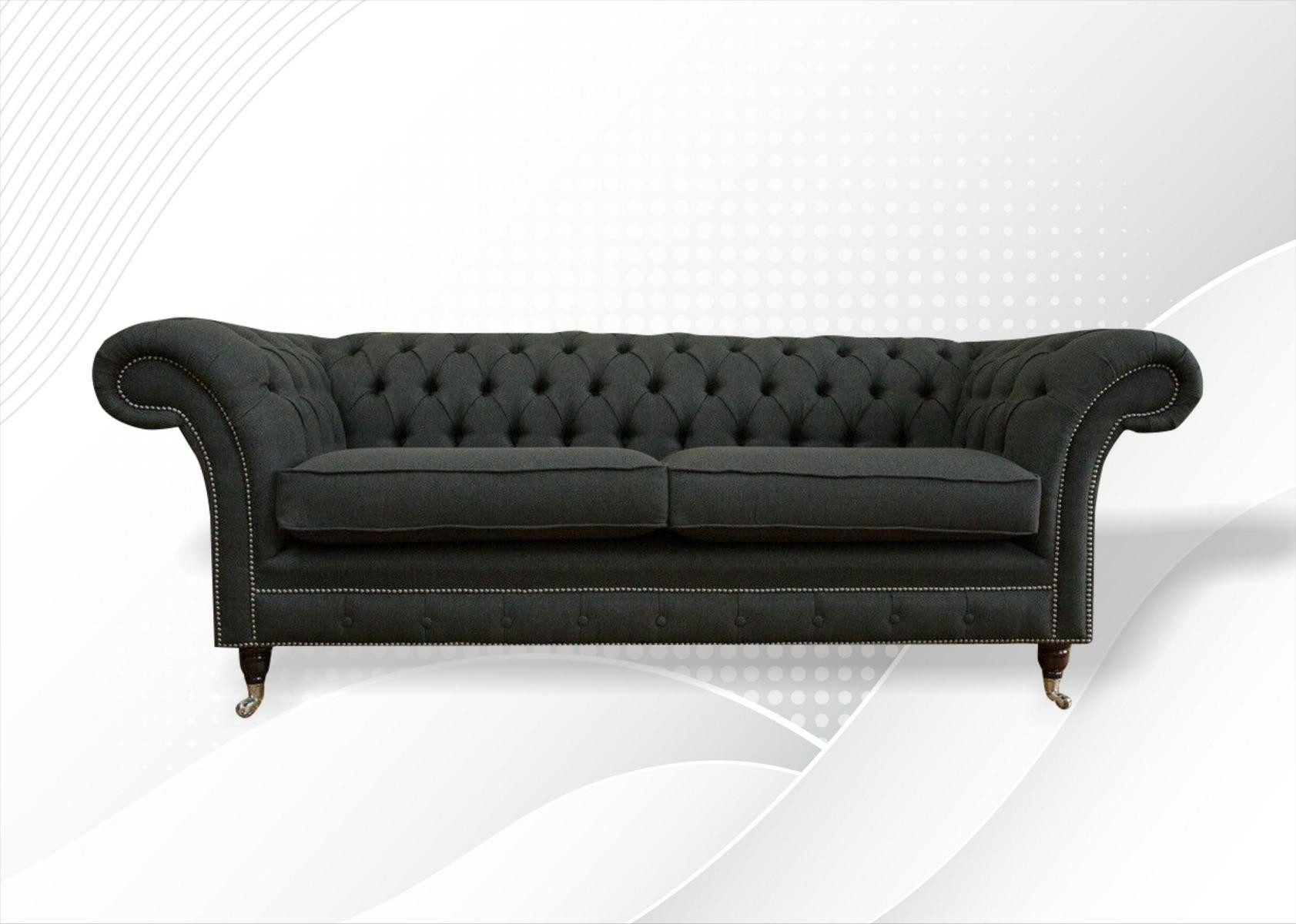 JVmoebel Chesterfield-Sofa Luxuriöses Dreisitzer-Sofa in Dunkelgrau mit Chesterfield-Design, Packung, Made in Europa