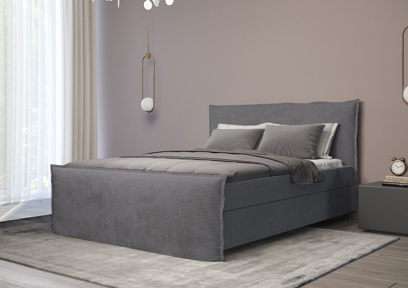 B&B Home Boxspringbett Boxbett Boro (H3 Matratze Bonellfederung, Kopfteil, Bettkasten und Topper)