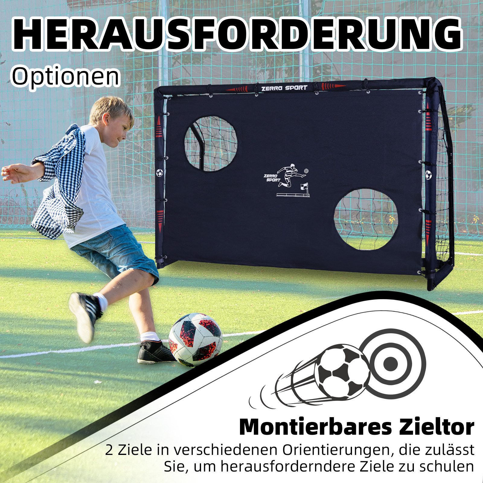 CCLIFE Fußballtor Fussballtor Outdoor mit Fußball für Erwachsene Kinder, B×L×H:60×180×120cm mit Torwand und Fußball