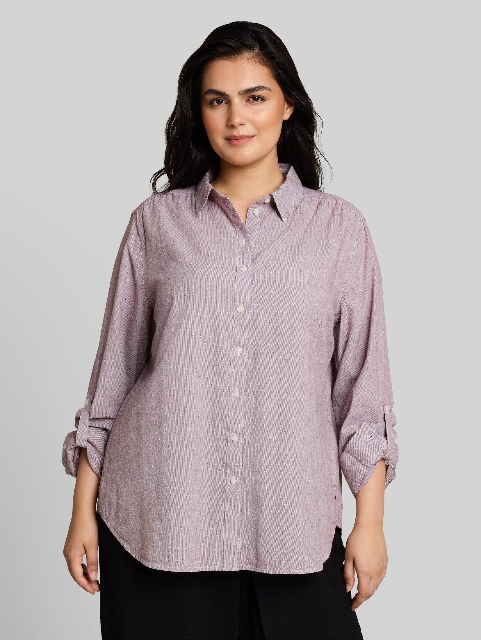 TOM TAILOR PLUS Langarmbluse Blusen & Shirts Plus Size - Hemdbluse mit Turn-up-Funktion