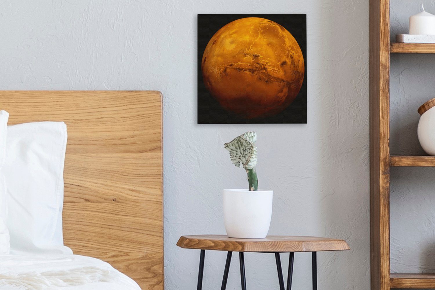für einem Wohnzimmer Himmel, (1 St), Leinwandbild Bilder Leinwand Mars rote an OneMillionCanvasses® Planet Schlafzimmer Der dunklen