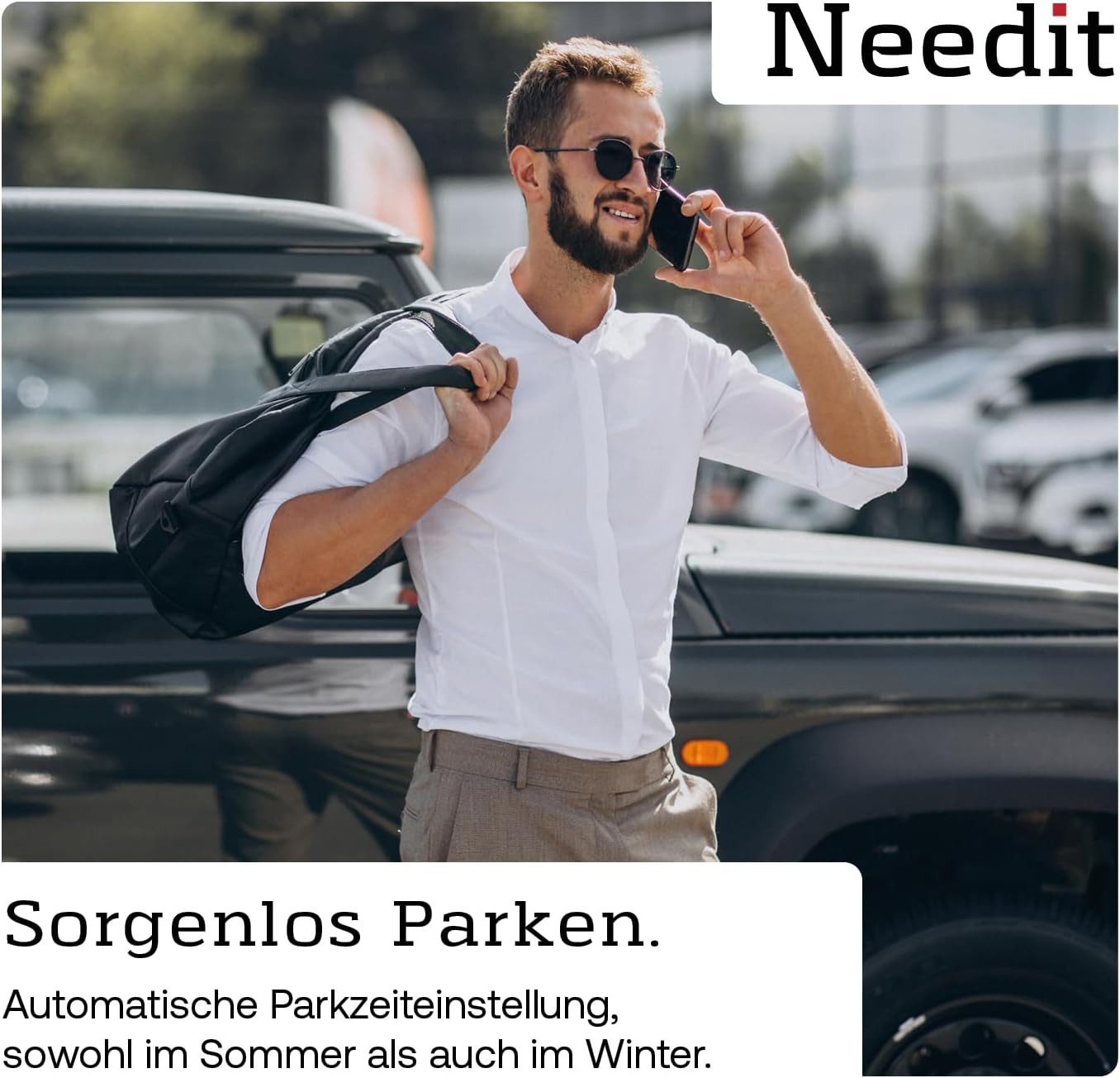NeedIt elektronische Parkscheibe Park Lite One (Parkuhr, Montagematerial inklusive), mit Zulassung, schnelle und einfache Montage