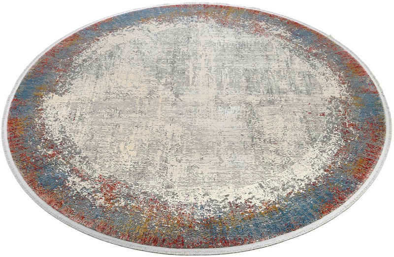 Teppich »BORDER«, WK WOHNEN, rund, Höhe 8 mm, hochwertiger Viskoseanteil, samtweiche Oberfläche mit 3 D Effekt
