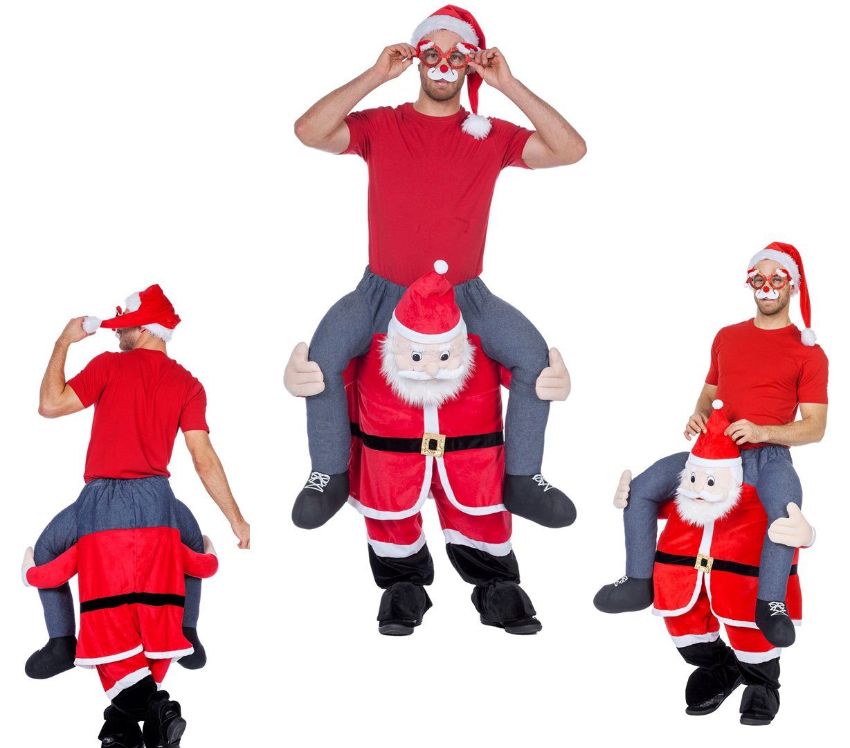 Wilbers Weihnachtsmann Huckepack Kostüm - Mann auf Weihnachtsmann - Wilbers Gr. M/L - Hucke Pack, Weihnachtsmannkostüm, Weihnachtskostüm, Weihnachtsmann, Huckepack Kostüm