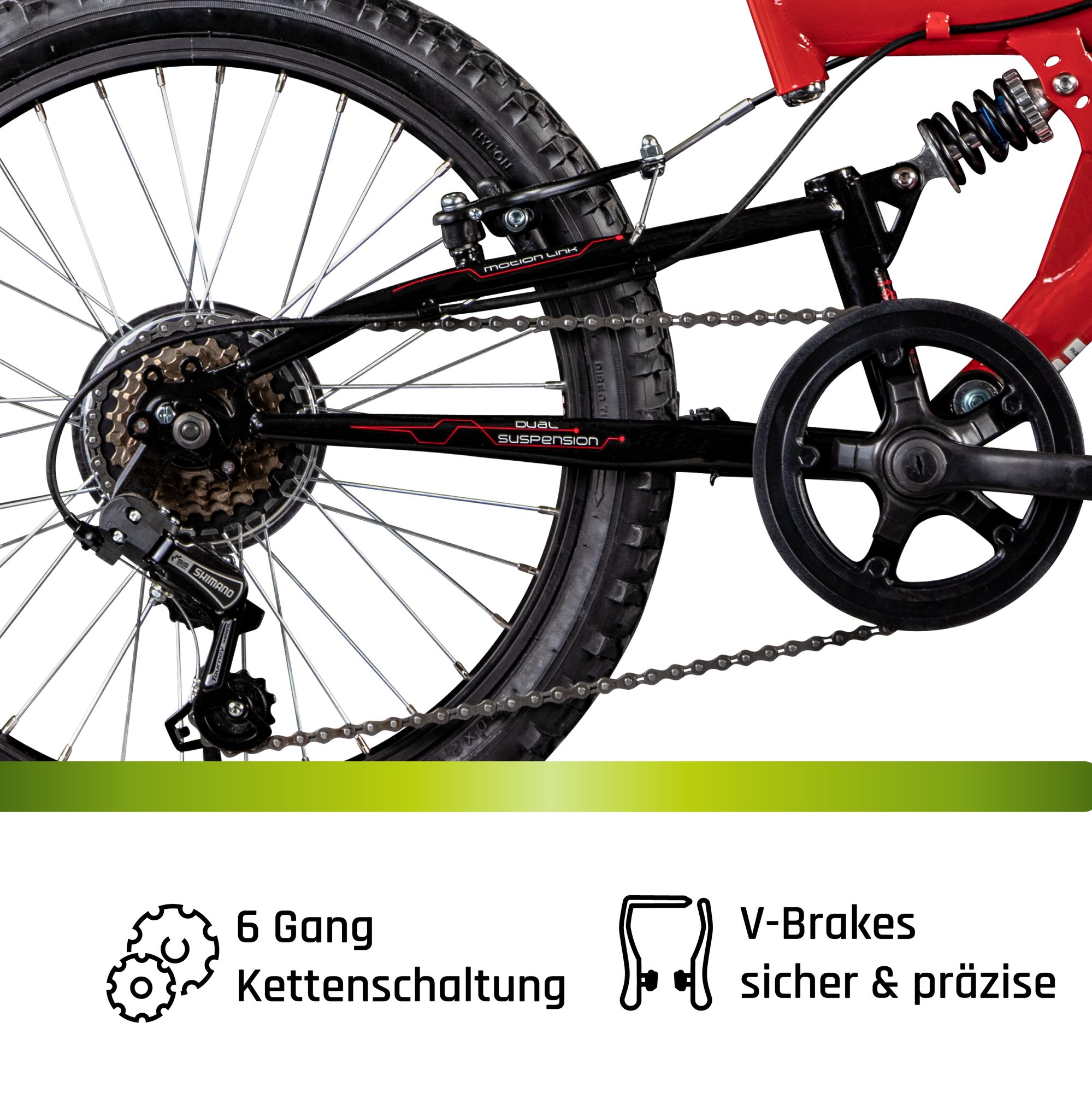 Galano Mountainbike FS180, 6 Gang, Kettenschaltung, 20 Zoll Kinderfahrrad ab 6 Jahre 120-135 cm für Mädchen und Jungen – Bild 5 von 5