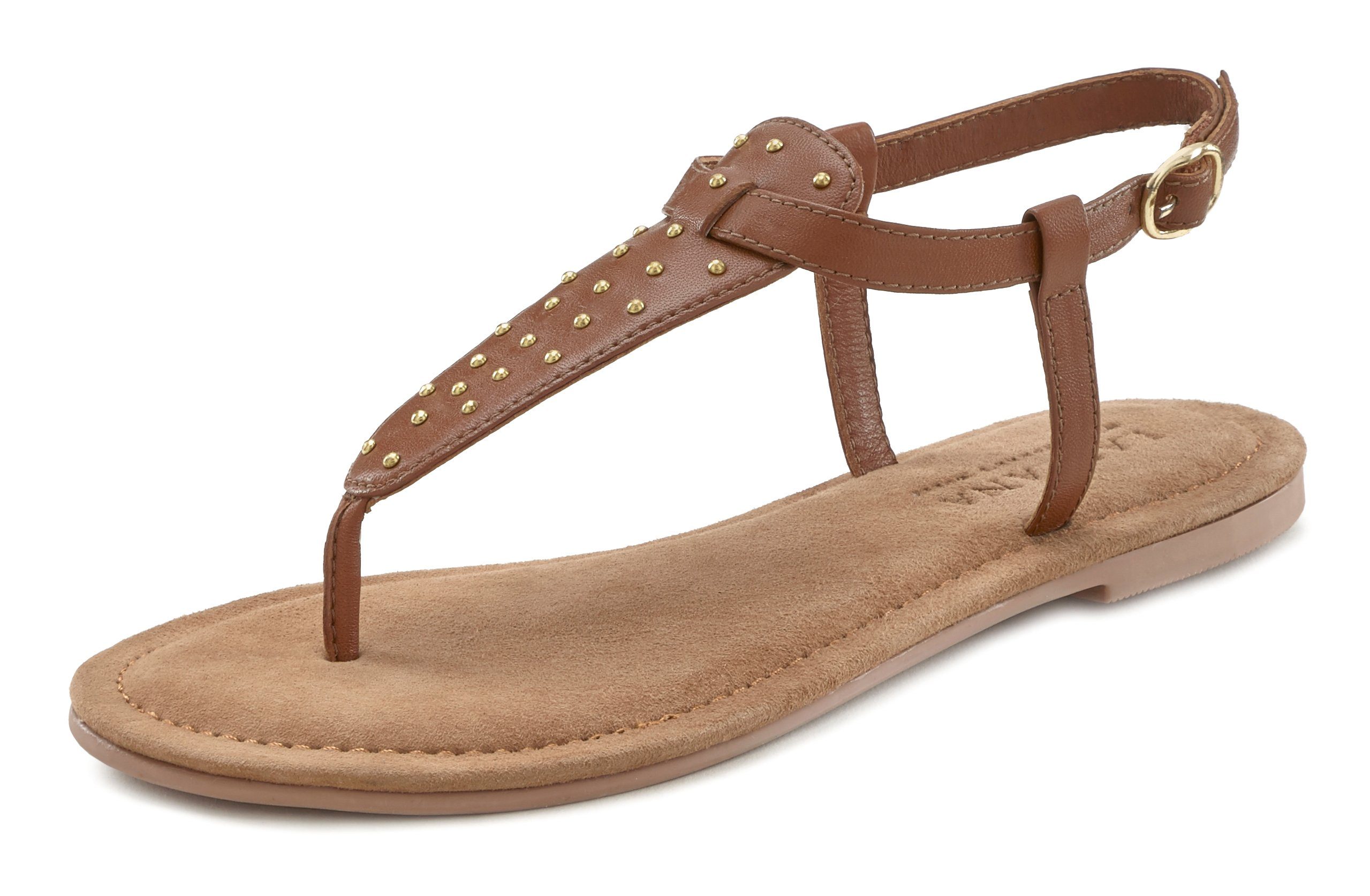 LASCANA Zehentrenner Sandale, Pantolette aus Leder günstig online kaufen