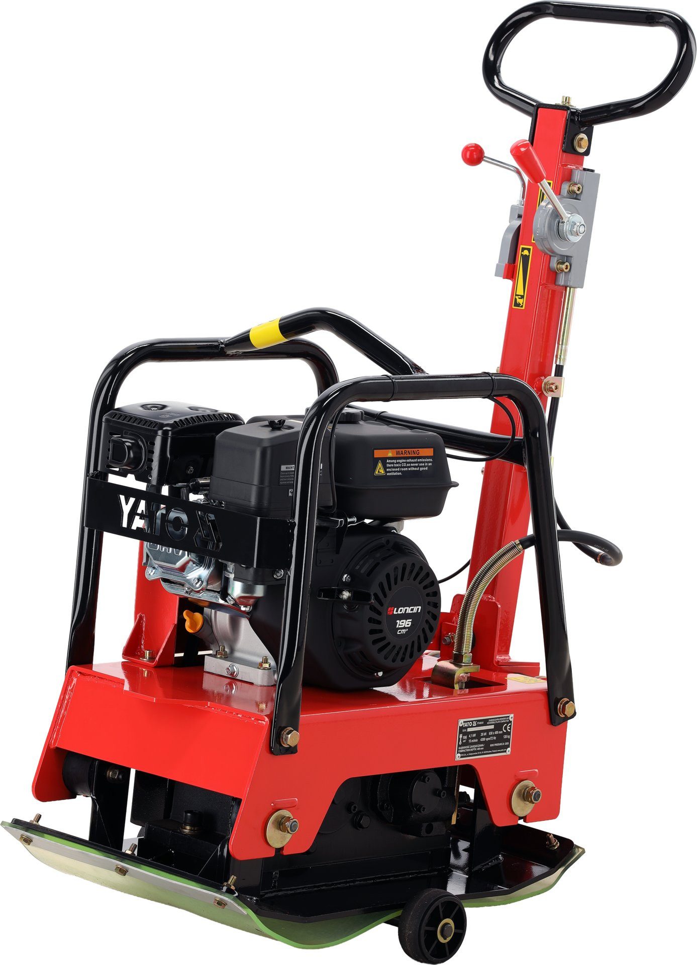 Yato Rüttelplatte Reversible Rüttelplatte, Loncin 6,5PS, 28kN, 126kg 63x40cm, Gummimatte, Reversible Rüttelplatte, Loncin 6,5PS, 28kN, 126kg 63x40cm, Gummimatte, Stabil