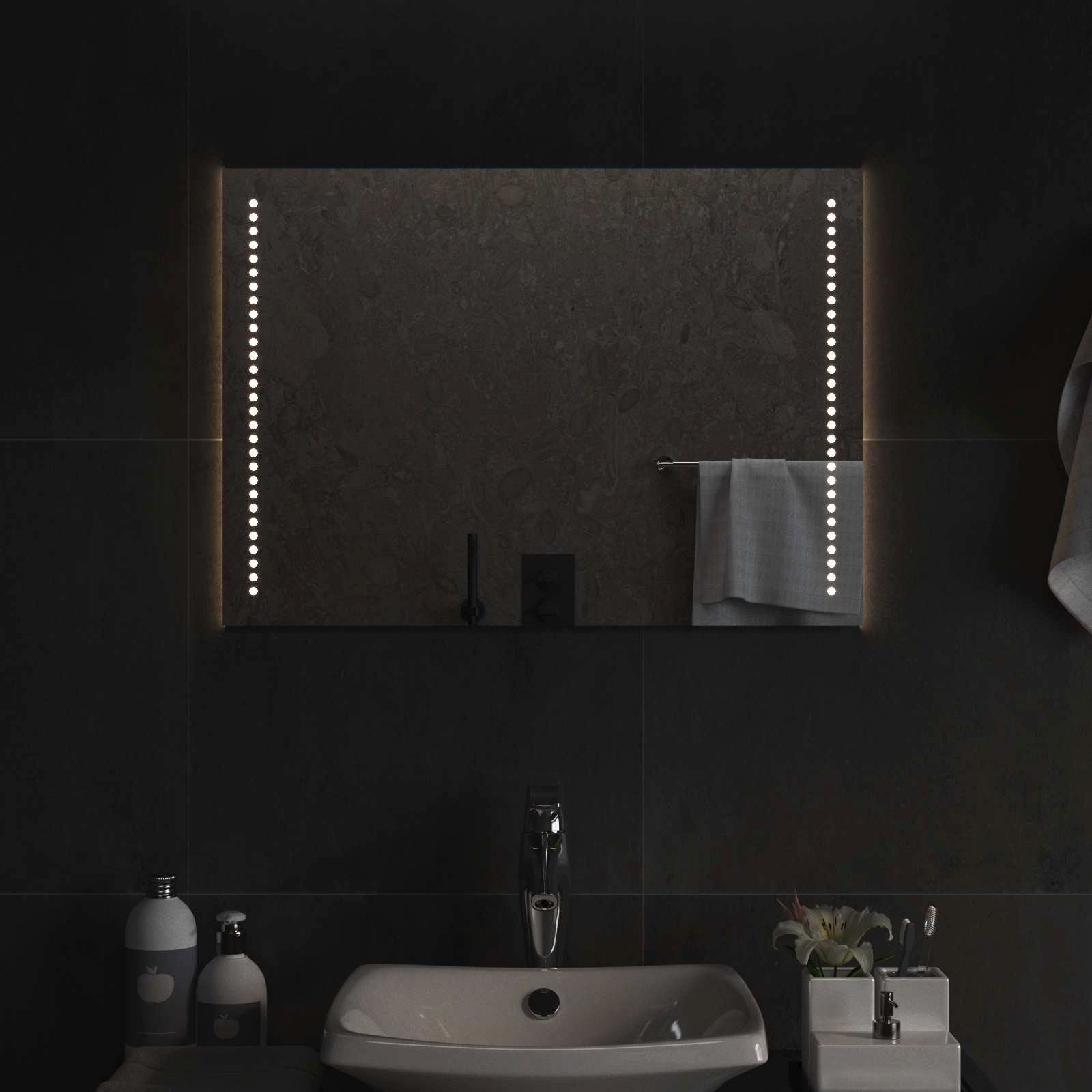 vidaXL Spiegel LED-Badezimmerspiegel Transparent 70 x 50 cm Gehärtetes Glas (1-St)