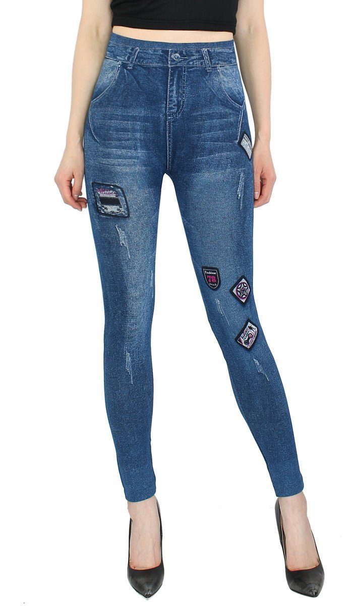 dy_mode Jeggings Damen Leggings in Jeans Optik Jeggings High Waist Jeansleggings Bequem mit elastischem Bund