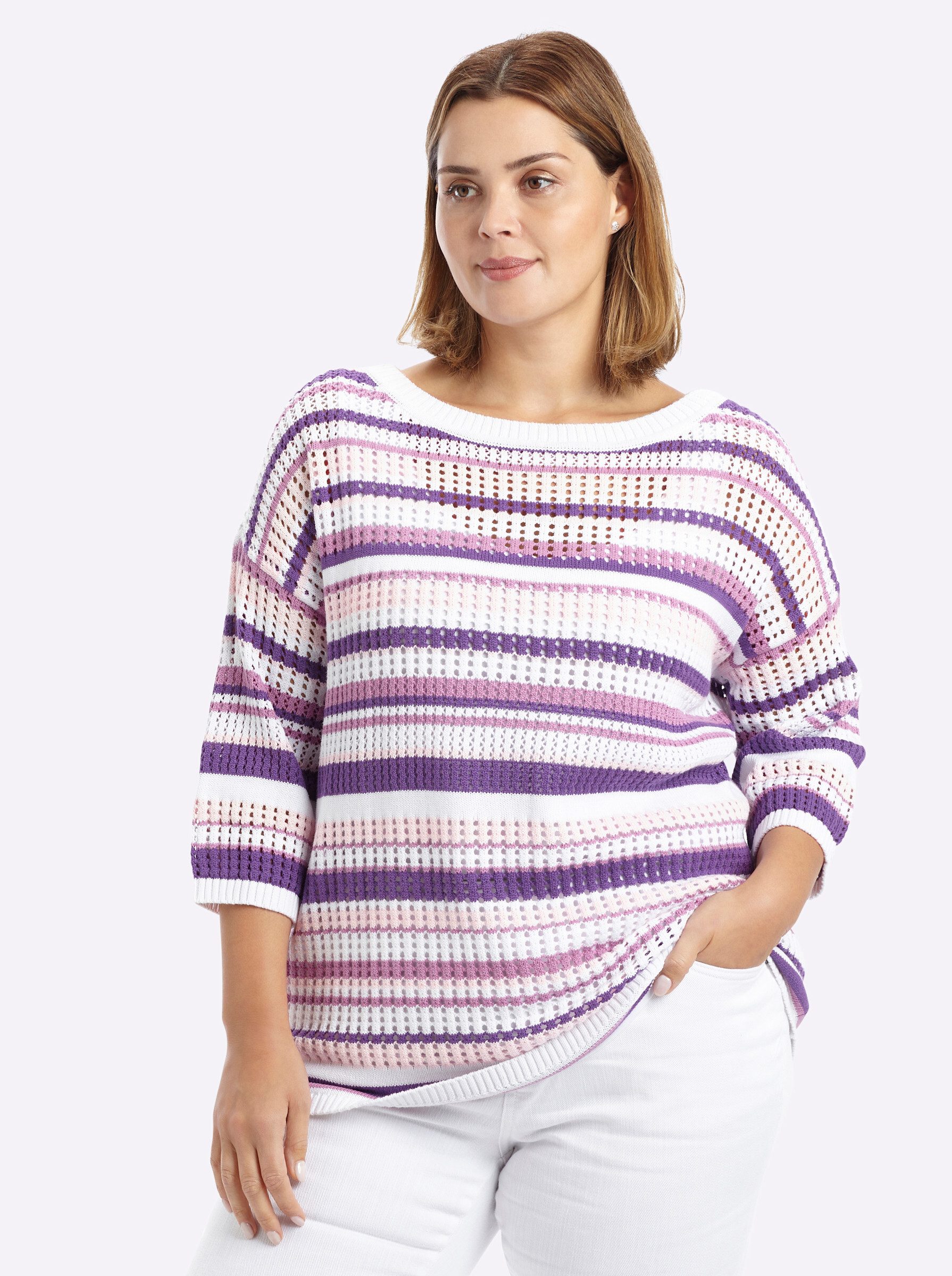 Sheego Strickpullover 3/4-Arm-Pullover 3/4-Arm Ajour
