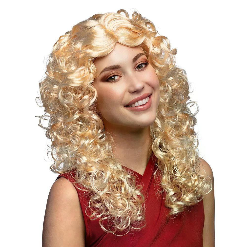 Boland Kostüm-Perücke Perücke Norah Blond lockige Damenperücke für Karneval 80er Partys, Geeignet für 80er Jahre, Disco- und Retro-Outfits