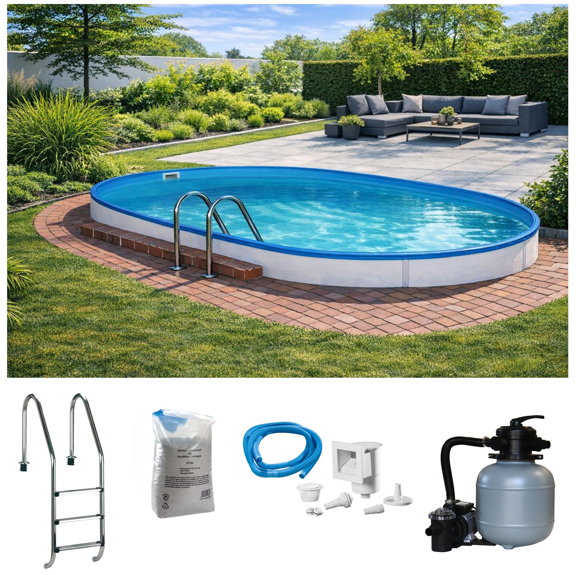 KONIFERA Ovalpool LANZAROTE 3 (Set, 5-tlg), für den Volleinbau, in verschiedenen Größen