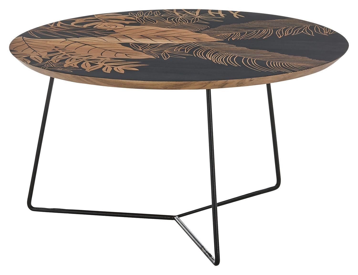 MCA furniture Couchtisch MIRANDELA, Ø 85 x H 45 cm, Braun, Schwarz, Mangoho günstig online kaufen