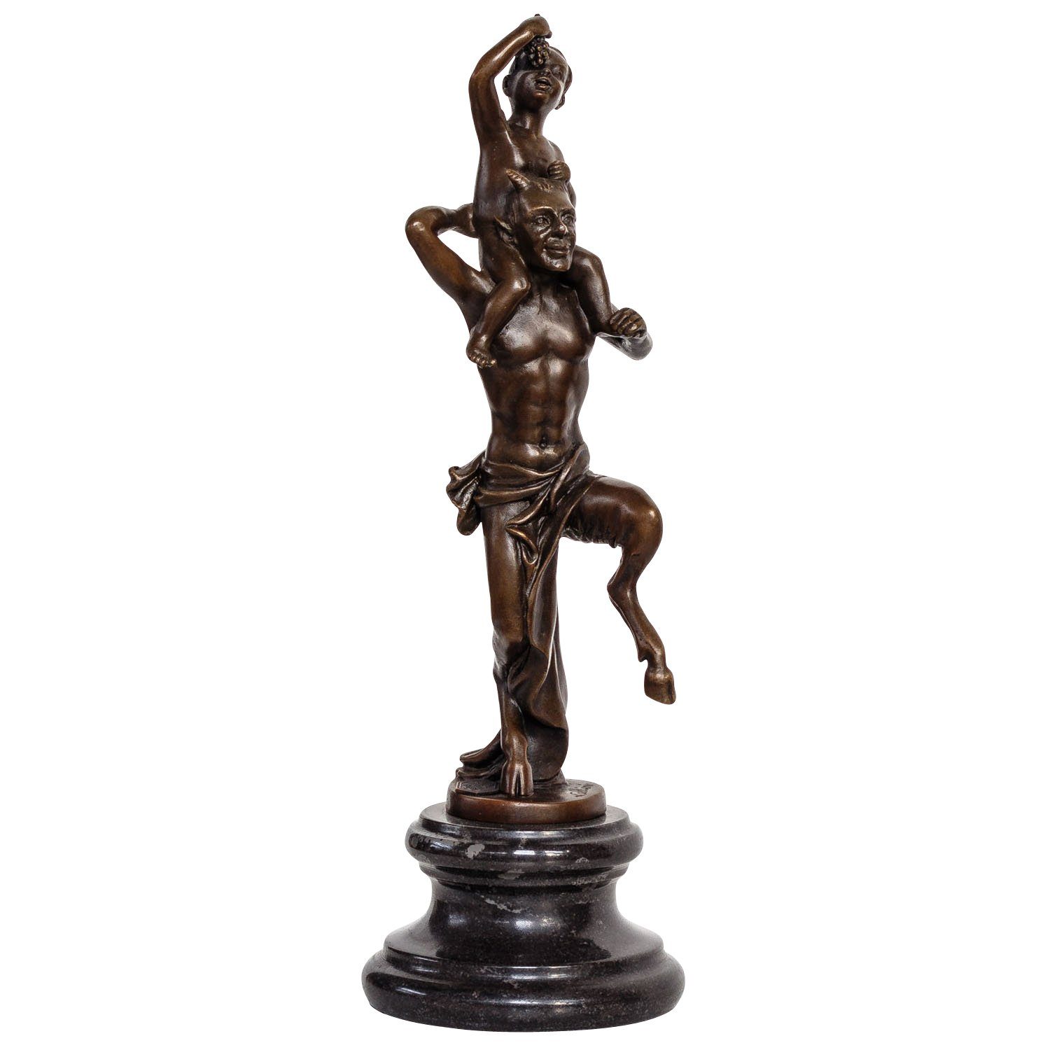 Aubaho Skulptur Wein Figur Bronzeskulptur kleiner im St Bronze Antik-Stil Faun Bacchus