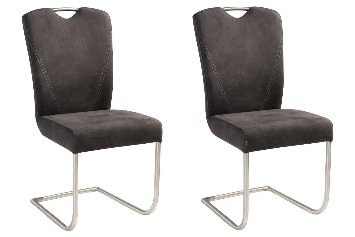 NIEHOFF SITZMÖBEL Консоль Schwingstühle FERNANDA, Dunkelgrau, Mikrofaser, (Set, 2 St), Wellenfederung in Sitzfläche, mit Griff