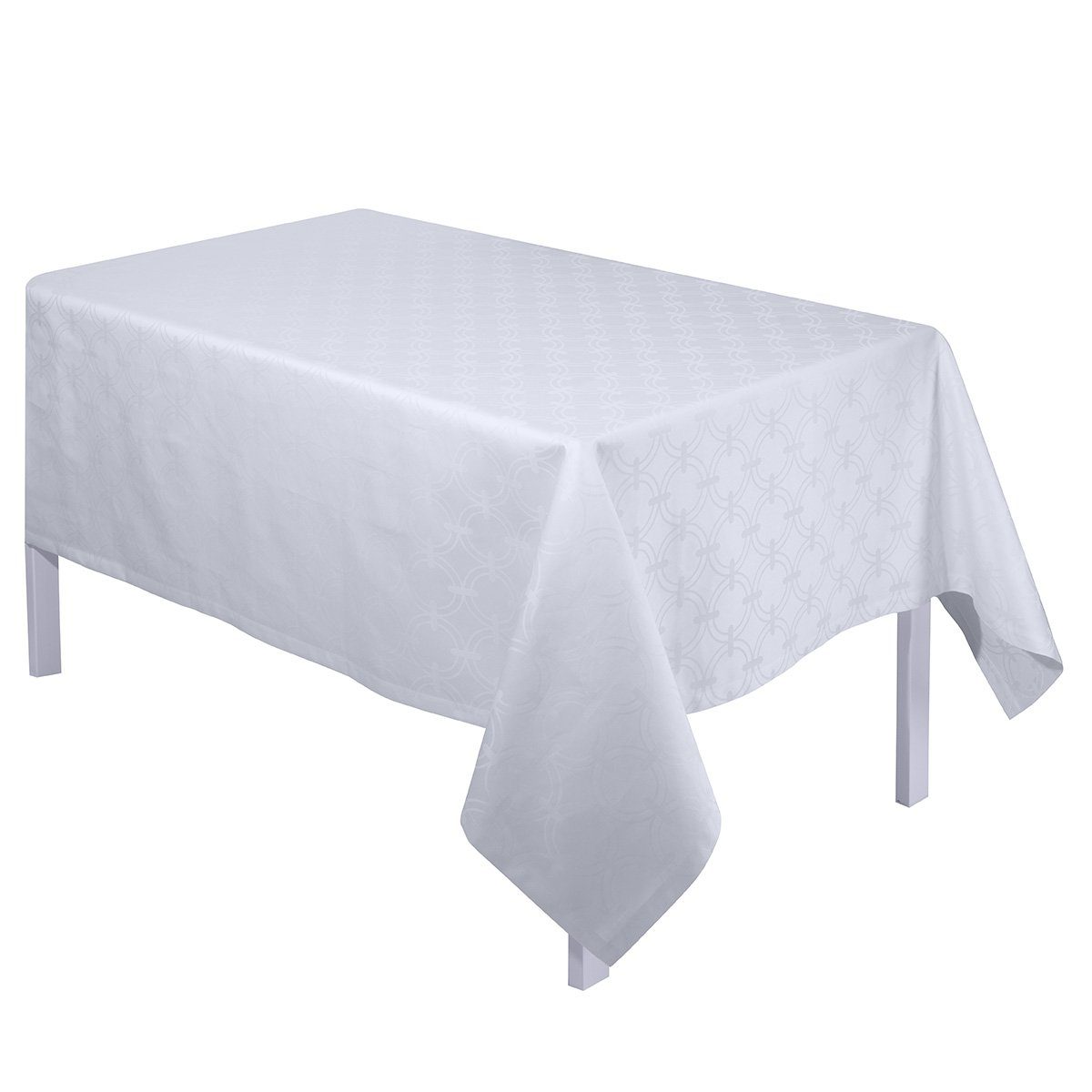 Le Jacquard Francais Tischdecke Tischdecke Anneaux Blanc 170x170 cm, jacquard-gewebt