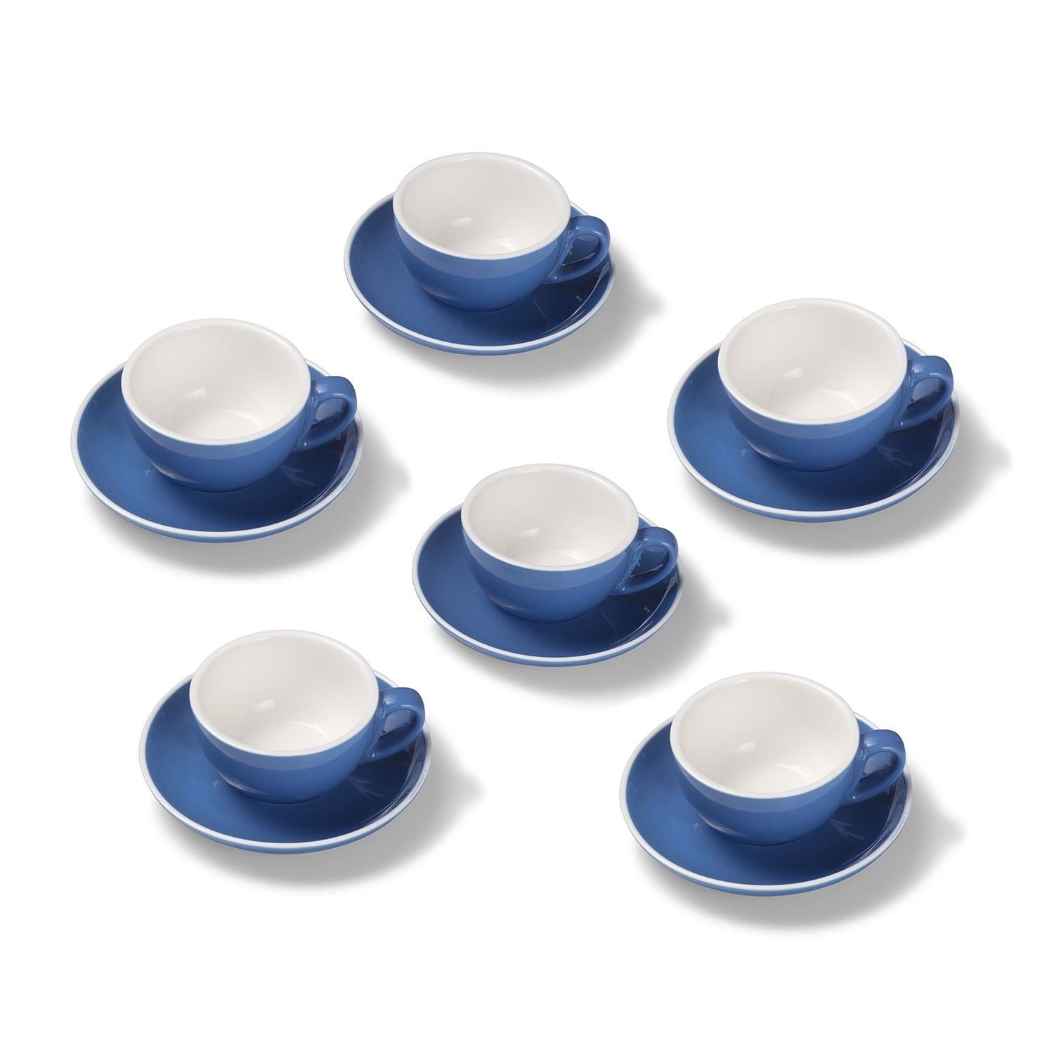 Terra Home Cappuccinotasse Terra Home 6er Cappuccinotassen-Set, Blau glossy, Porzellan