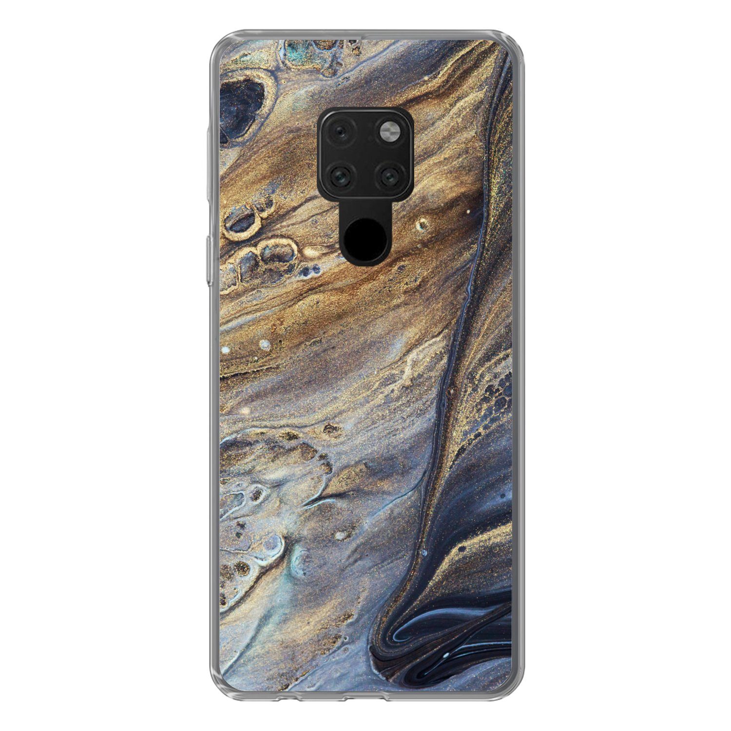 MuchoWow Handyhülle für Huawei P40 Lite Marmor - Gold - Aquarell - Textur - Marmoroptik, Handy Case, Silikon, Bumper Case Dünn