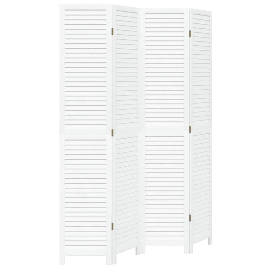 vidaXL Paravent Paravent Spanische Wand Trennwand 4-tlg Raumteiler Weiß Massivholz Pau