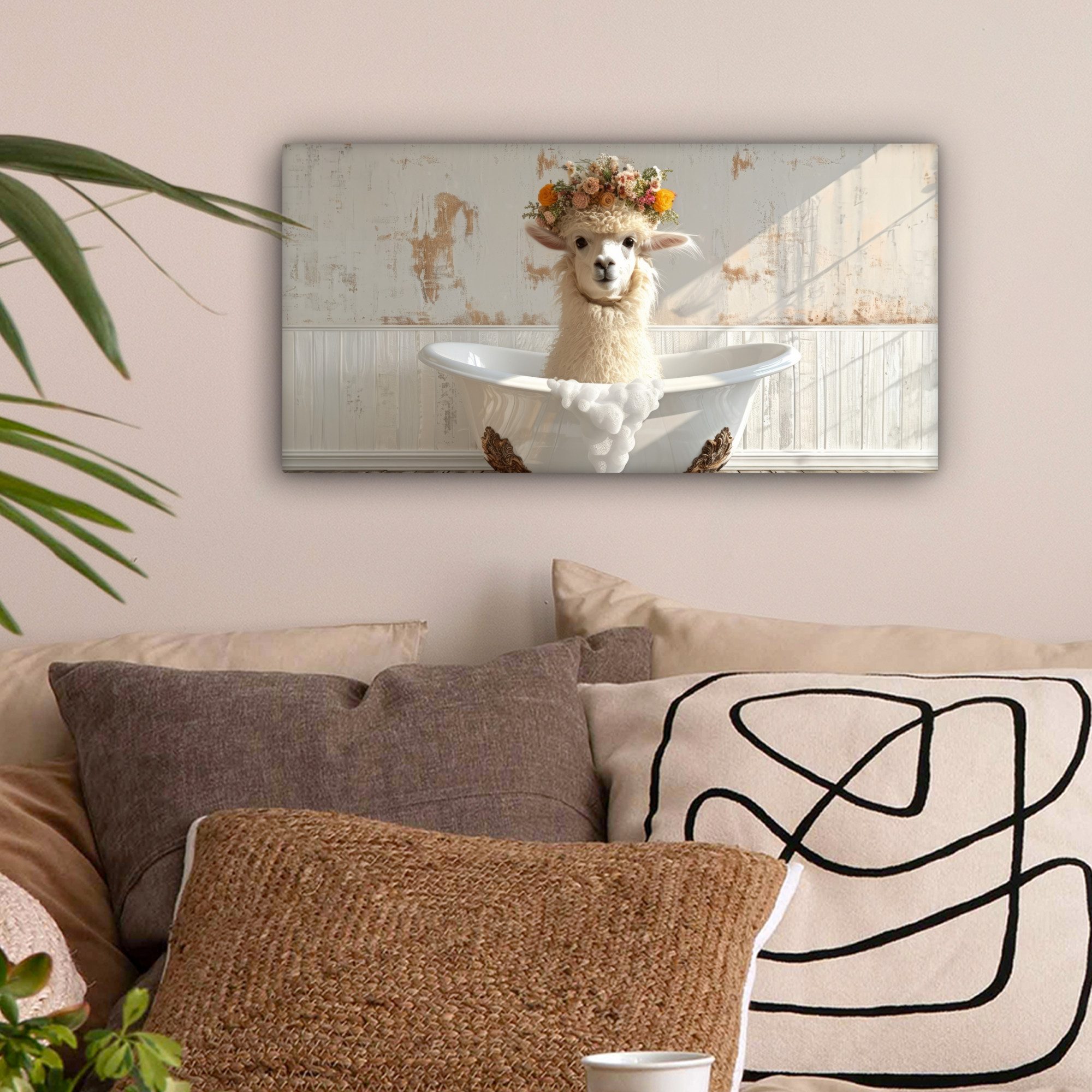 OneMillionCanvasses® Leinwandbild Panorama Vintage - Alpaka günstig online kaufen